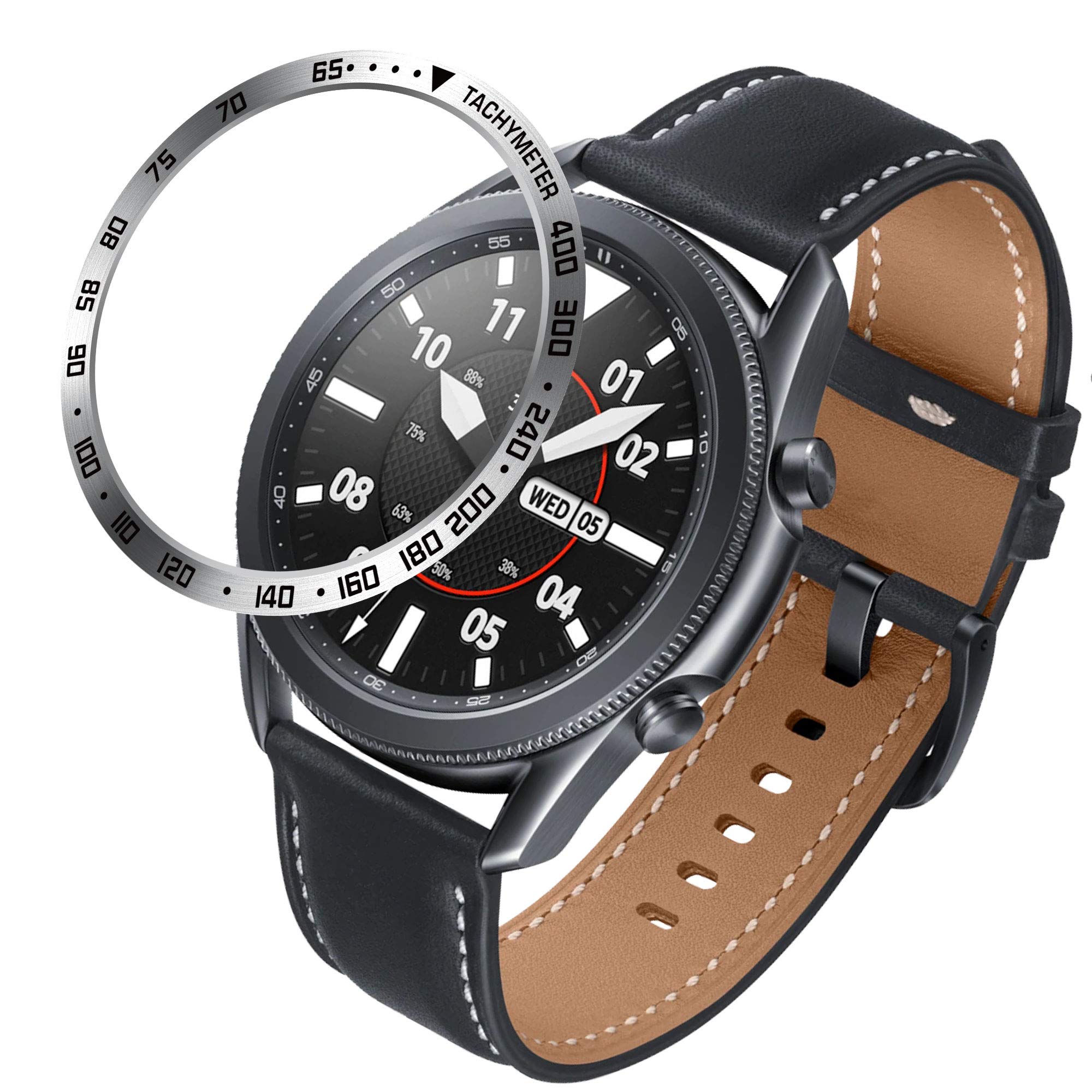 BaiHui Bezels Compatible Galaxy Watch 3 45mm Bezel, Aluminum Metal Bezel Case Adhesive Cover Anti Scratch Protection Cover for Galaxy Watch 4 46mm Bezel Ring (Aluminum-06)