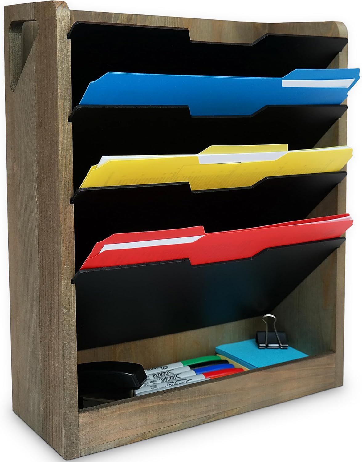 PriZoi® Wooden Wall Mounted File Organizer Wood Magazine