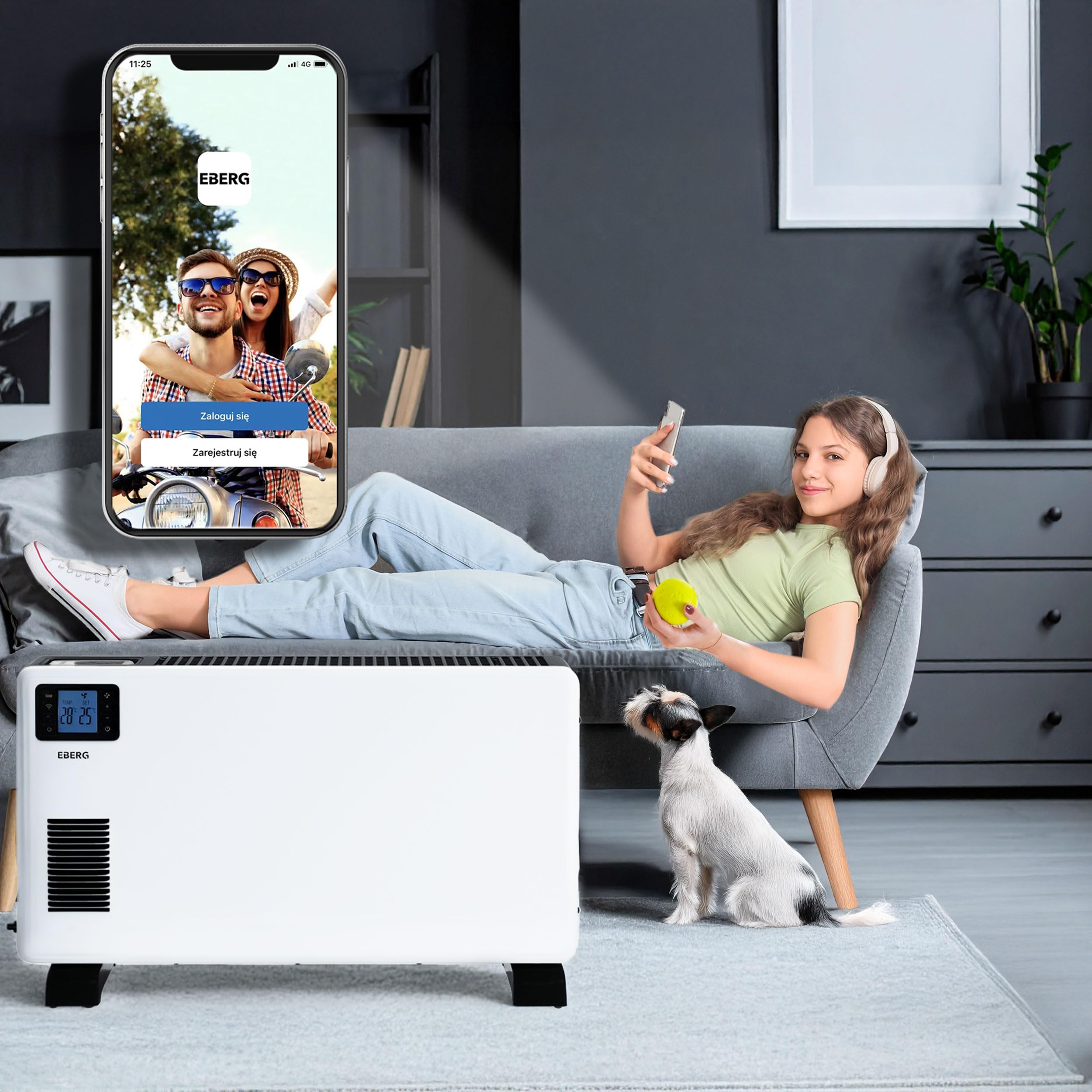EBERG Grzejnik elektryczny konwektorowy CONVY 2300W energooszczędny WiFi