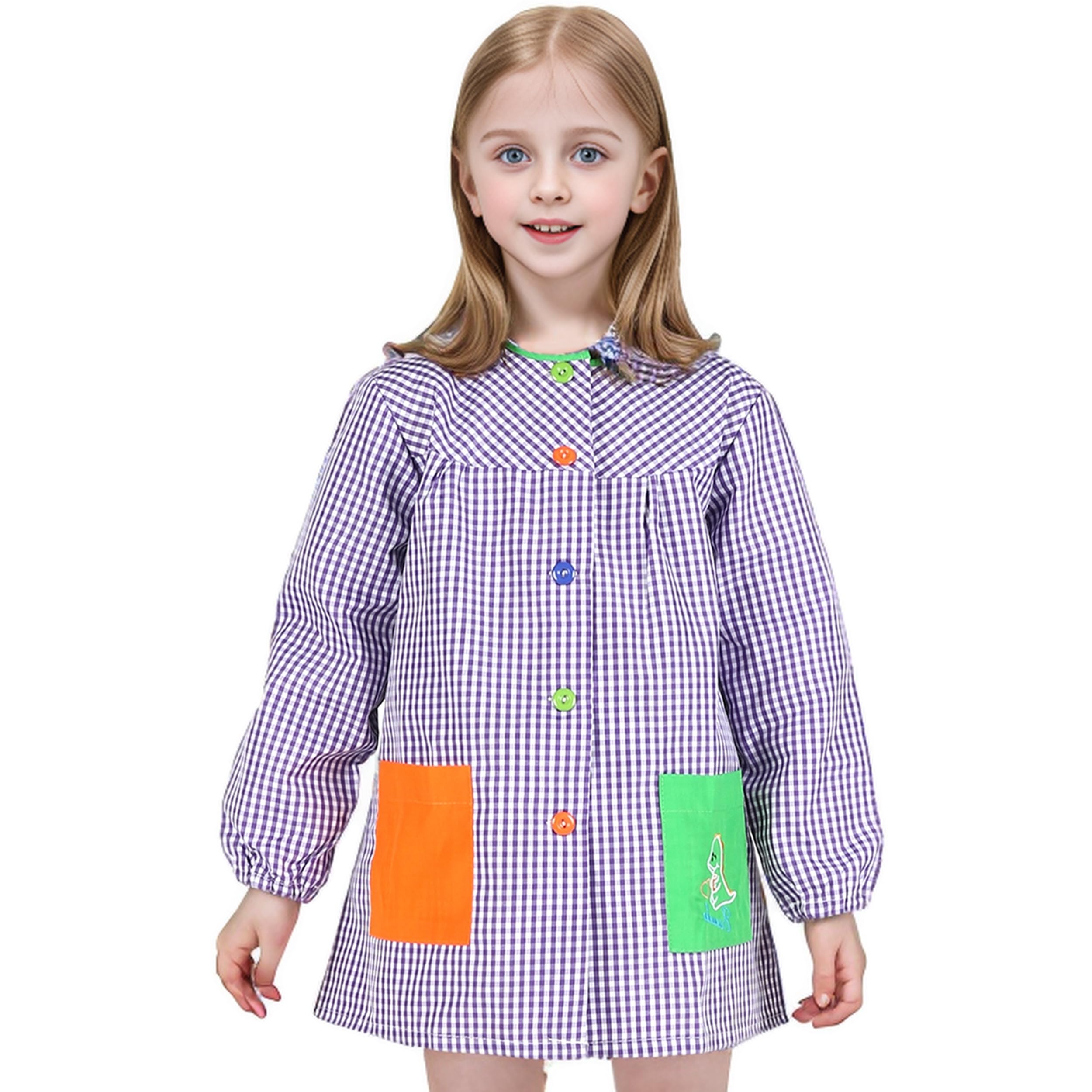 H HANSEL HOME Bata Escolar Infantil con Botones, Babi Infantil Bata con dos Bolsillos Niño y Niña para Guarderia y Colegio