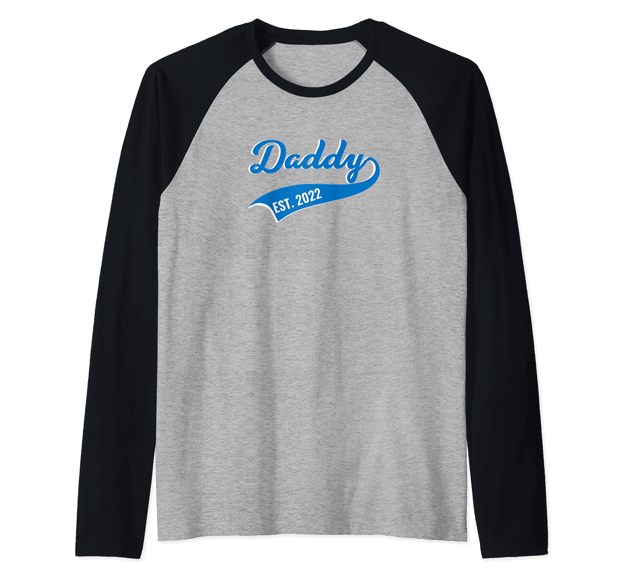 Daddy Est. 2022 Baseball Style Design Raglan Baseball Tee, Black