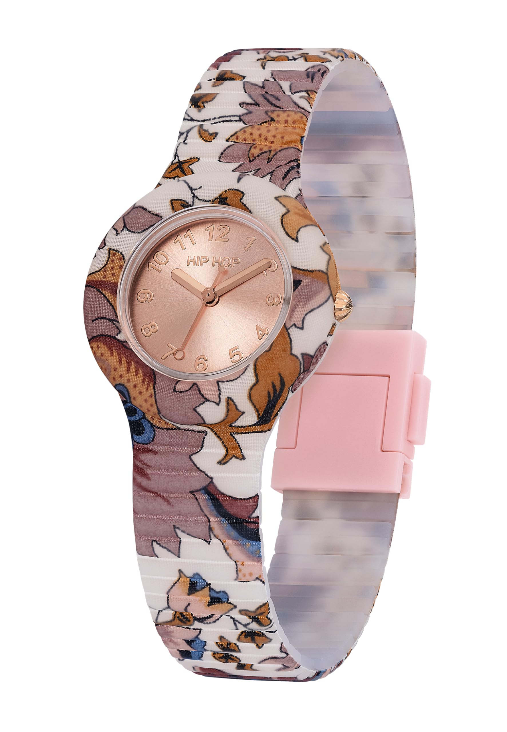 HIP HOP, Collezione Flora, Orologio Donna con Movimento al Quarzo, Cinturino in Silicone Ipoallergenico e Tessuto Liberty London, Cassa 32 mm, Resistente all’Acqua
