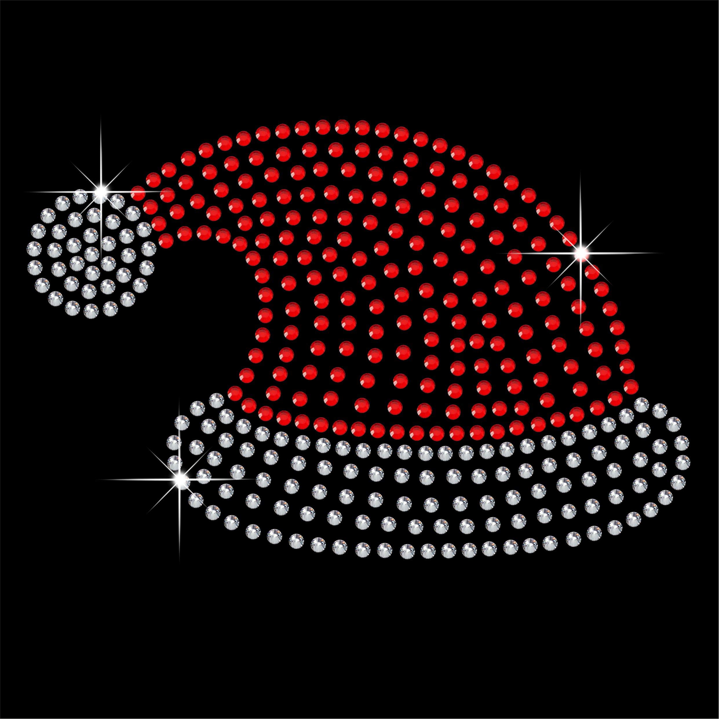 Tshirt Showroom As In The Image Christmas Hat Hotfix Rhinestone Diamante Iron On Transfer Motif Applique