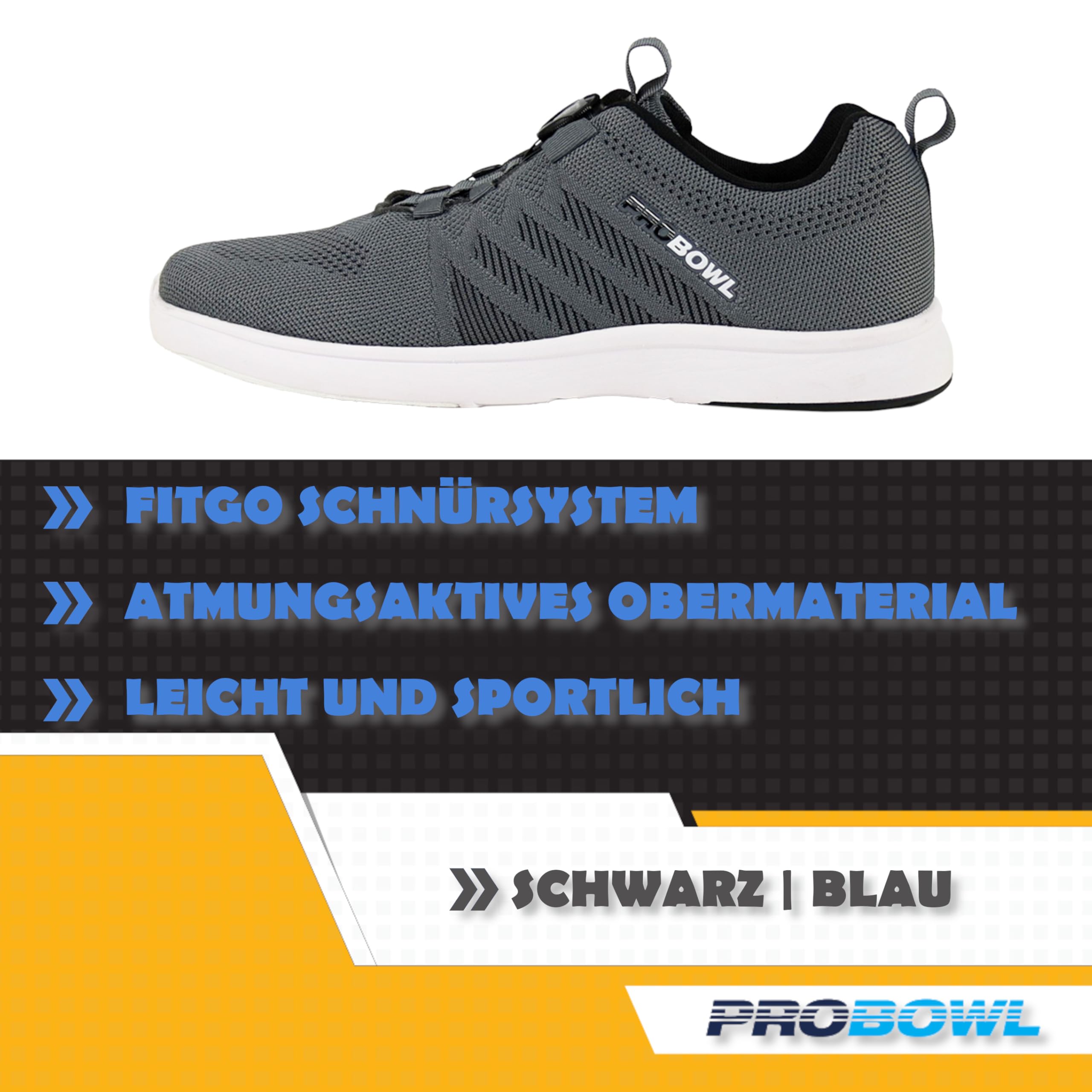 EMAX | Pro Bowl - Supro - buty do kręgli dla mężczyzn i kobiet i dorosłych | buty do kręgli z systemem sznurowania Fit-Go, ciemnoszary, 39 EU