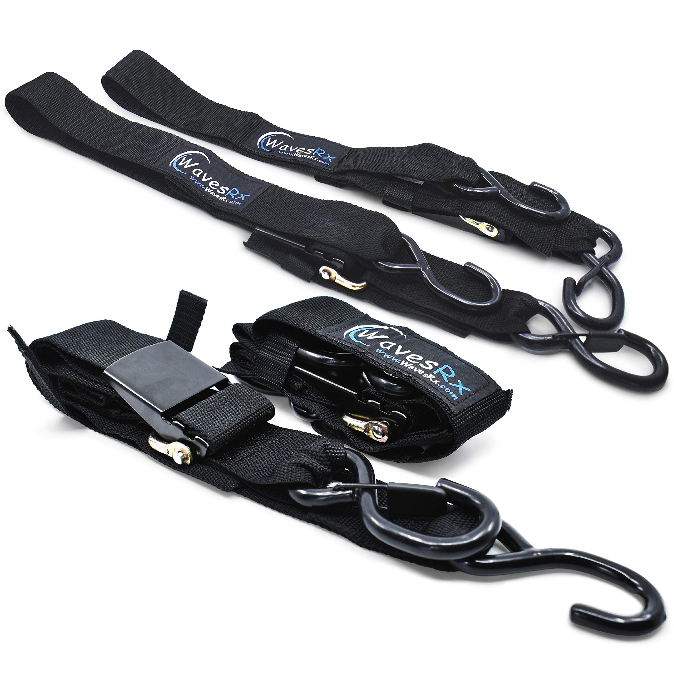 WavesRx Boat and Jet Ski Trailer Adjustable Tie Down Straps with Quick