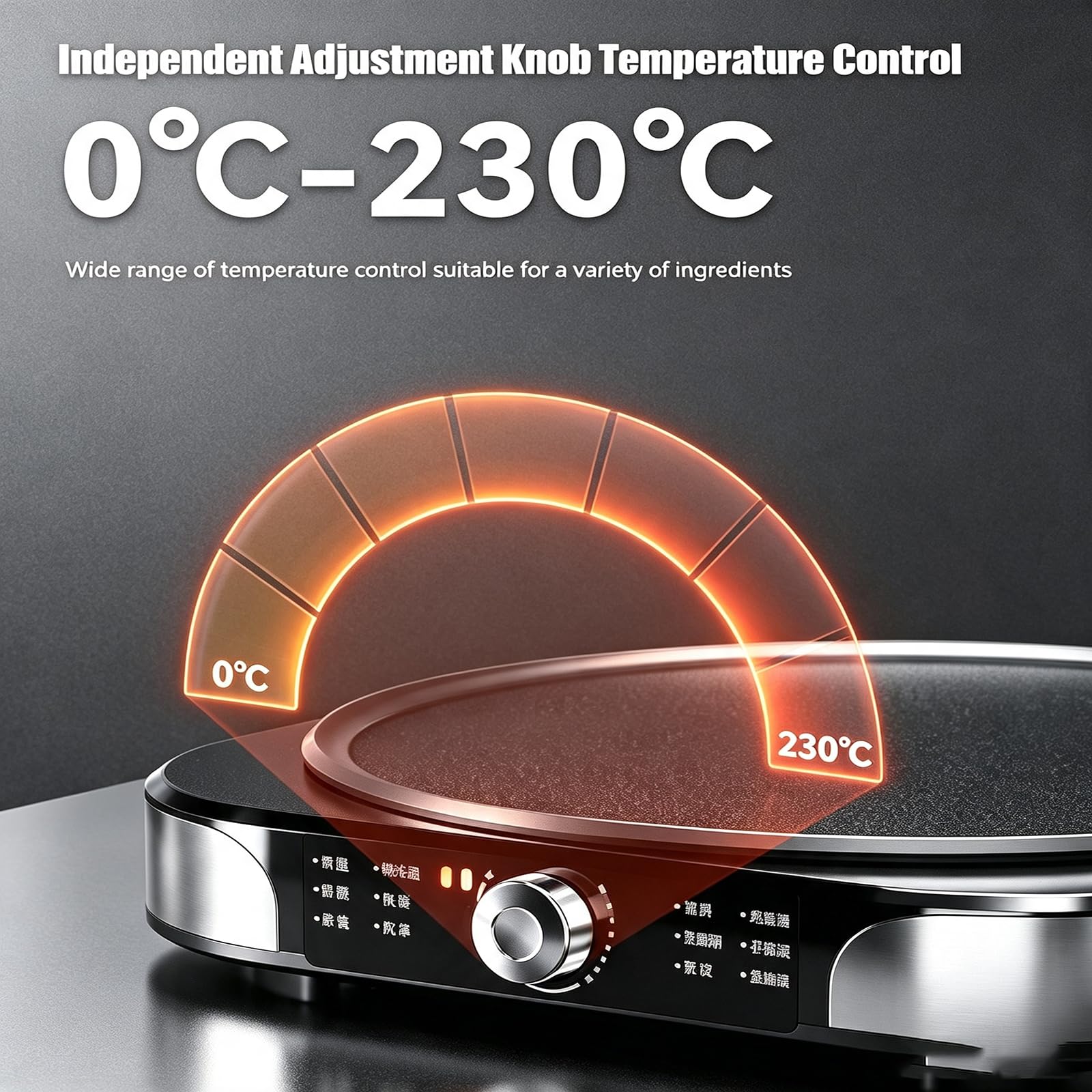 2200W Crepe Maker Elettrico 40cm, griglia Antiaderente con Controllo di Temperatura preciso per la Cottura Rapida dei pasti sani Design impilabile per Uso Domestico