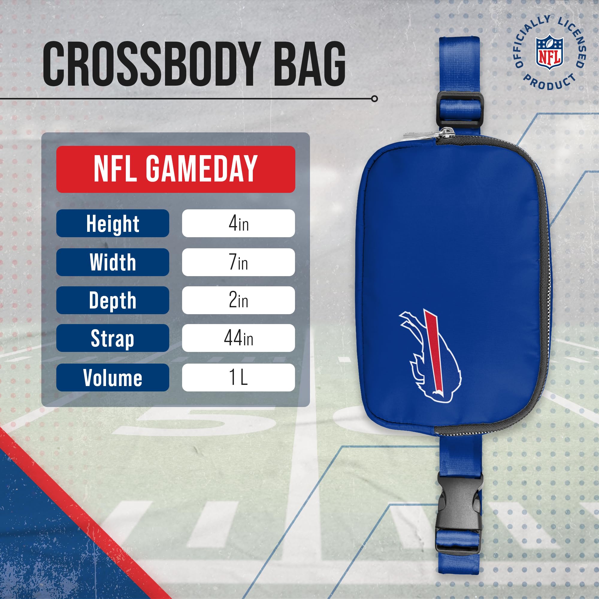 FOCO NFL Gameday On The Move Crossbody Gürteltasche - Offiziell lizenziert - Stadiongenehmigt - Verstellbar & Stilvoll, Königlich (Royal), Einheitsgröße