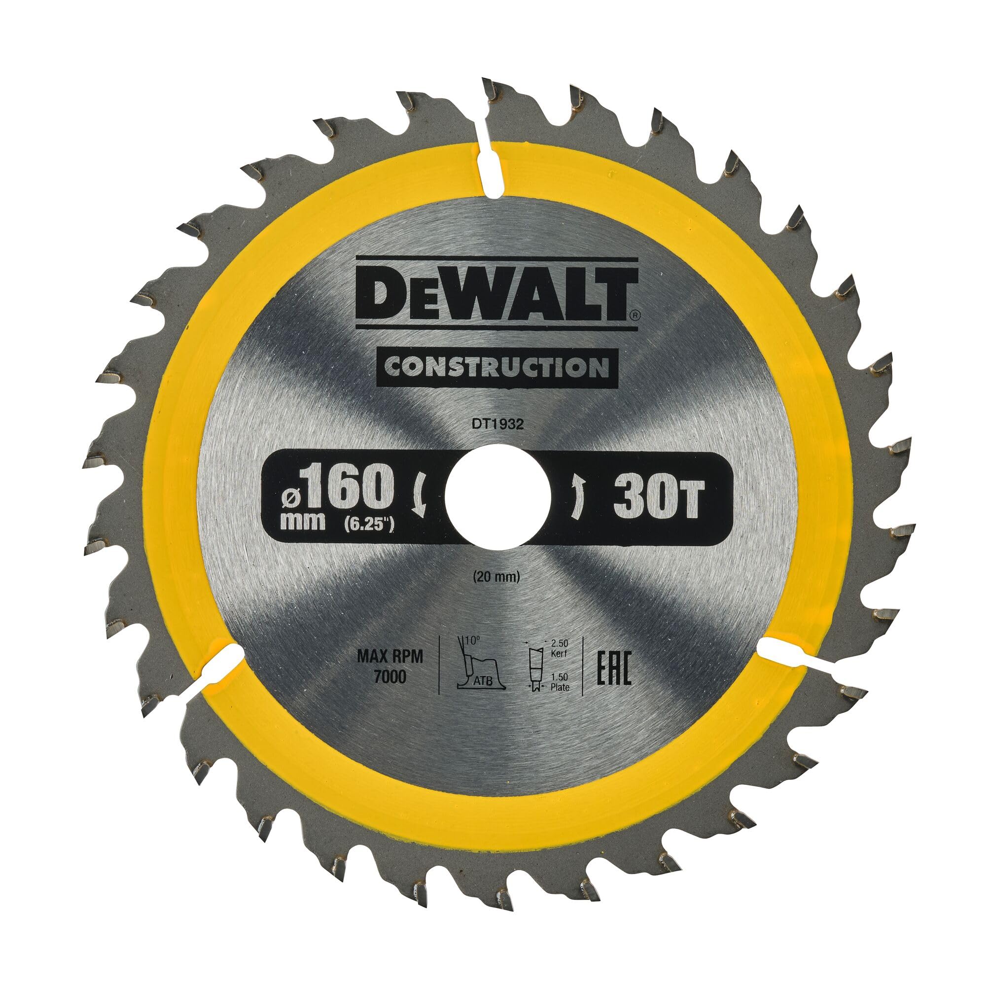 Dewalt Portable Construction Circular Saw Blade 160 X 20Mm X 30T