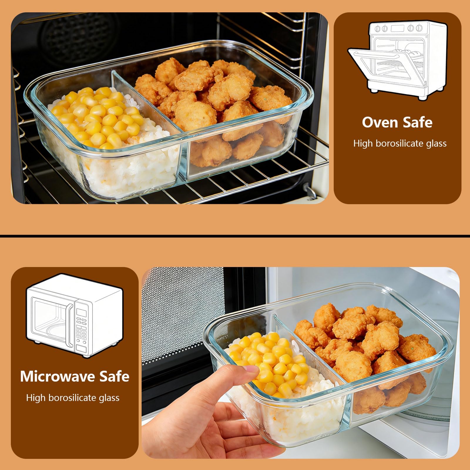 Generisch Lebensmittelsicherer Glasbehälter luftdicht und stapelbar, BPA-frei, ideal für Meal Prep und Gefrierlagerung