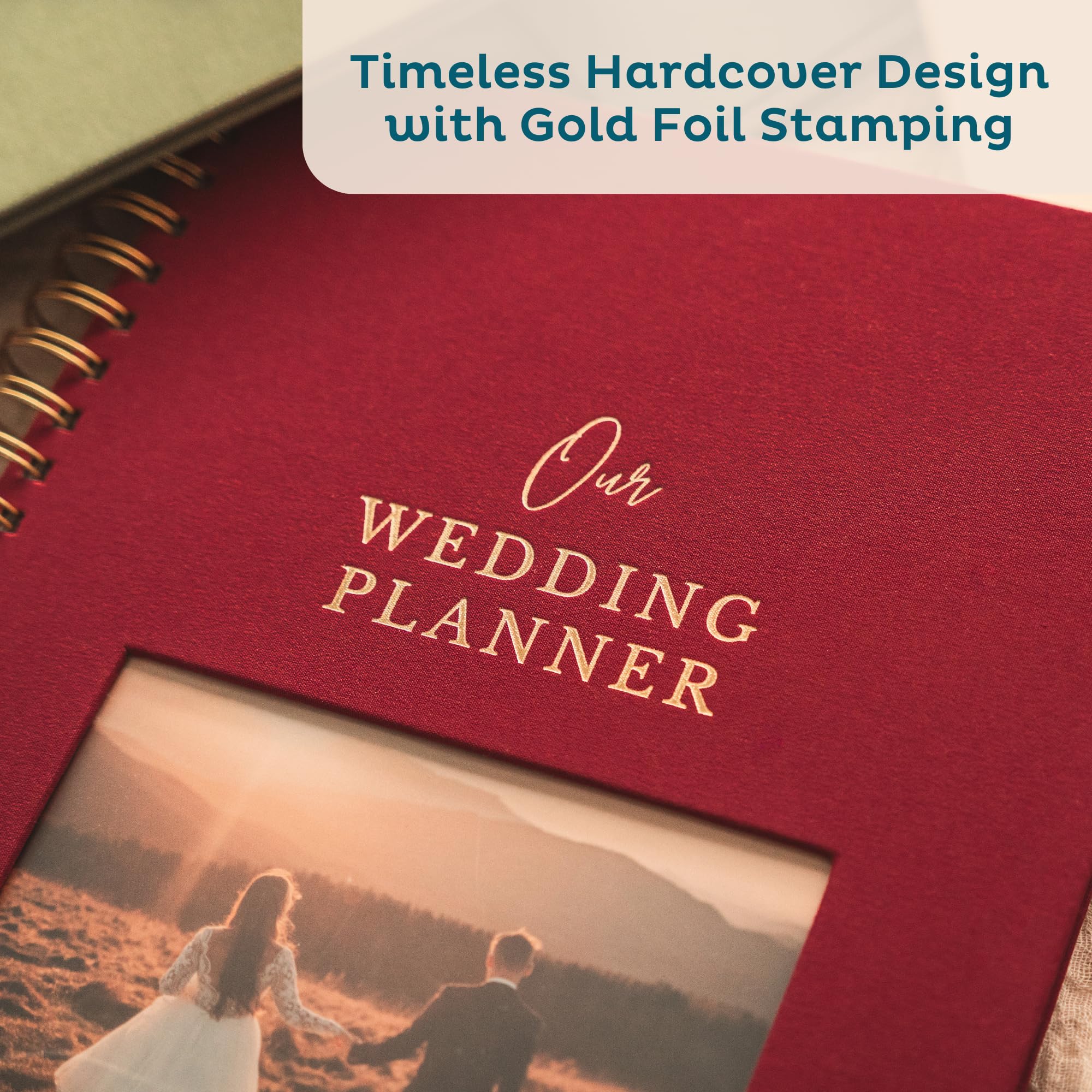 Linen Umfangreicher Hochzeitsplaner – anpassbares Fotofenster Hochzeitsplanungsbuch und Organizer, perfekt für verlobte Geschenke, Verlobungsgeschenke für Paare, Hochzeits-Notizbuch, Andenken (Wald)