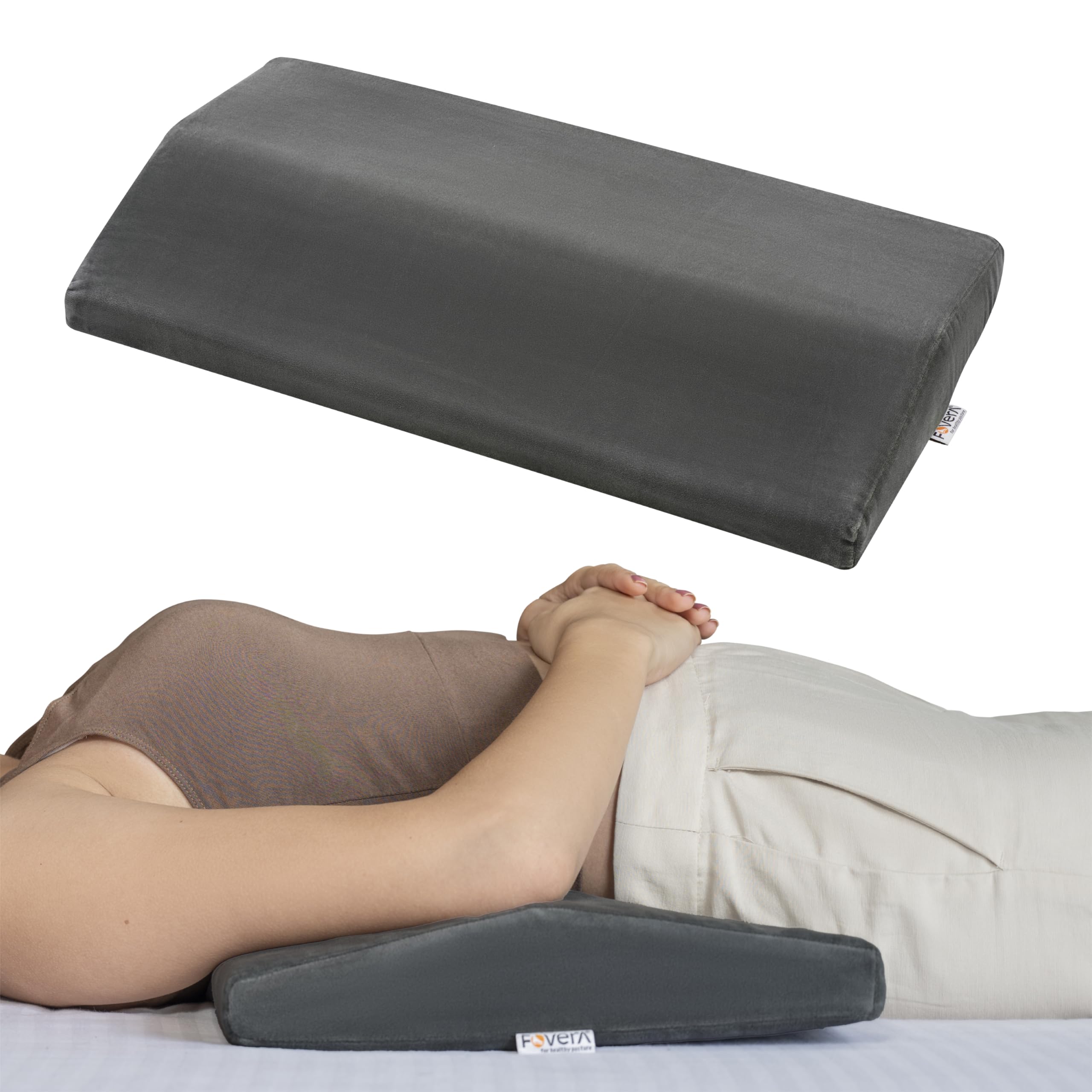 FOVERA Lumbar Pillow for Back Pain, Sciatica, Hip & Pregnancy Relief – Orthopedic Memory Foam for Sleeping – Breathable & Washable Cover – Dark Grey-image-46