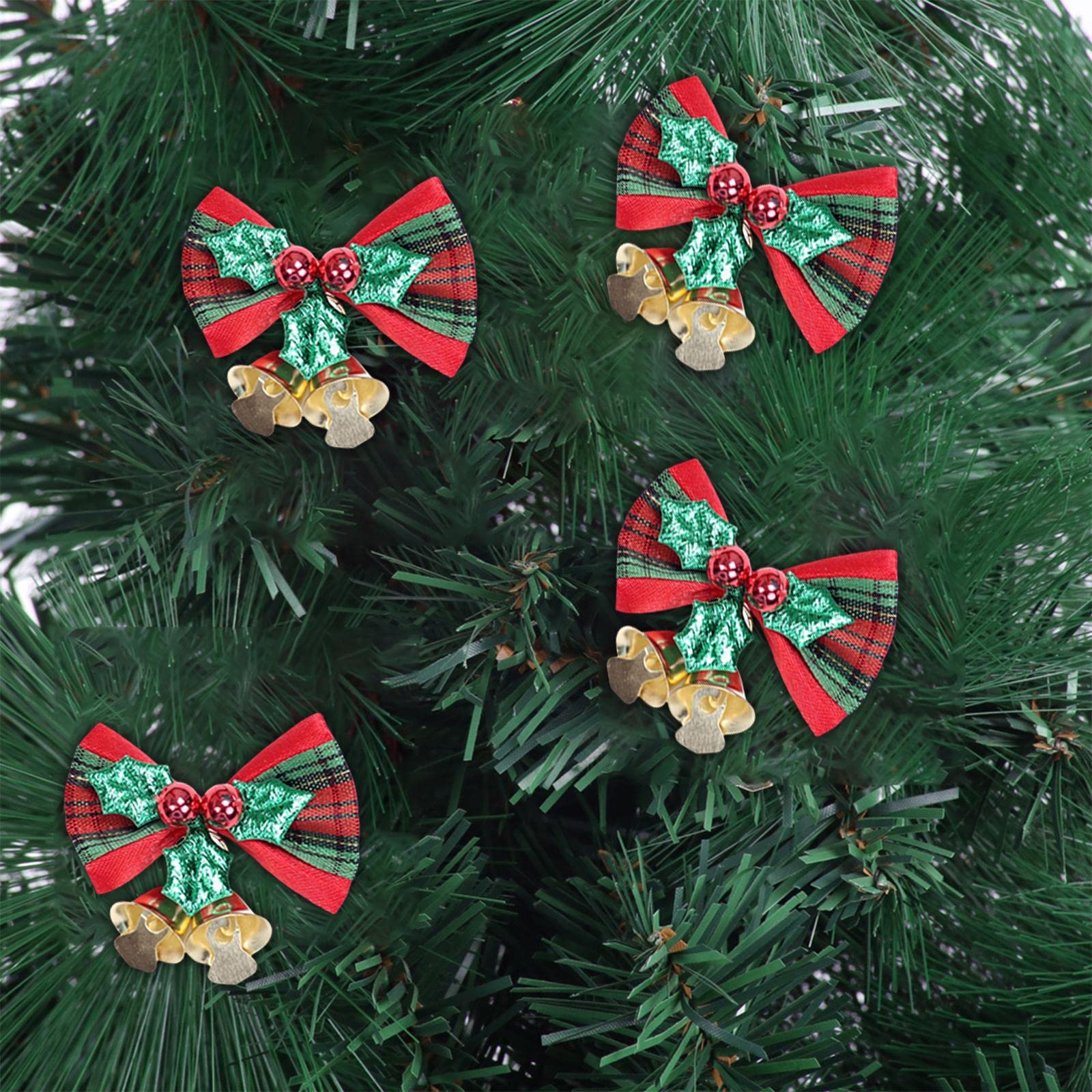 Tachiuwa 2x4Pcs Christmas Tree Ornaments Bowknot Charms Wrapping