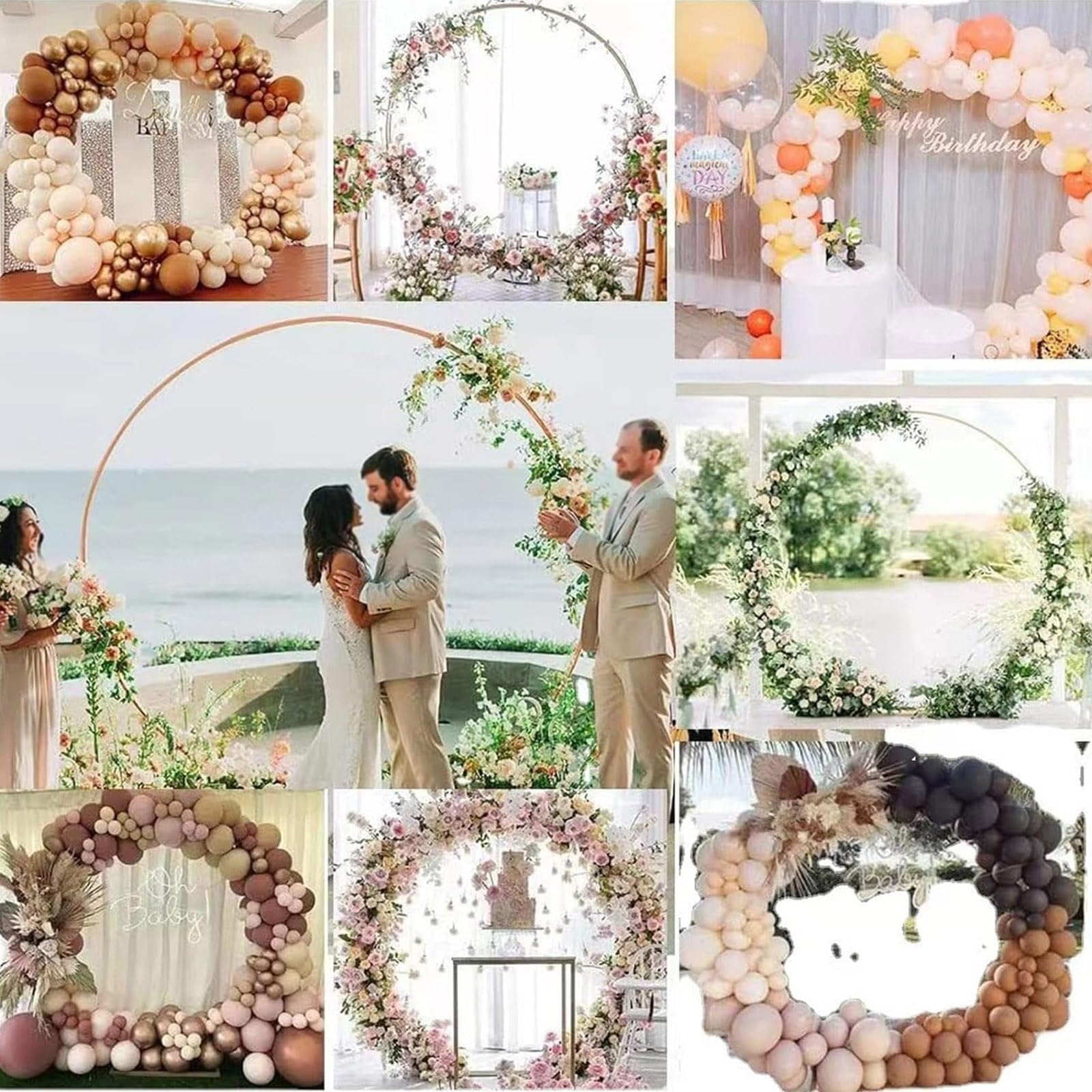 HJXGQJM Weselny łuk balonowy stojak metalowy łuk stojak na ceremonię, rocznicę, na ceremonię ślubną, łuk ślubny, przyjęcie urodzinowe, baby shower, dekoracje do fotobudki (biały, 250 cm)