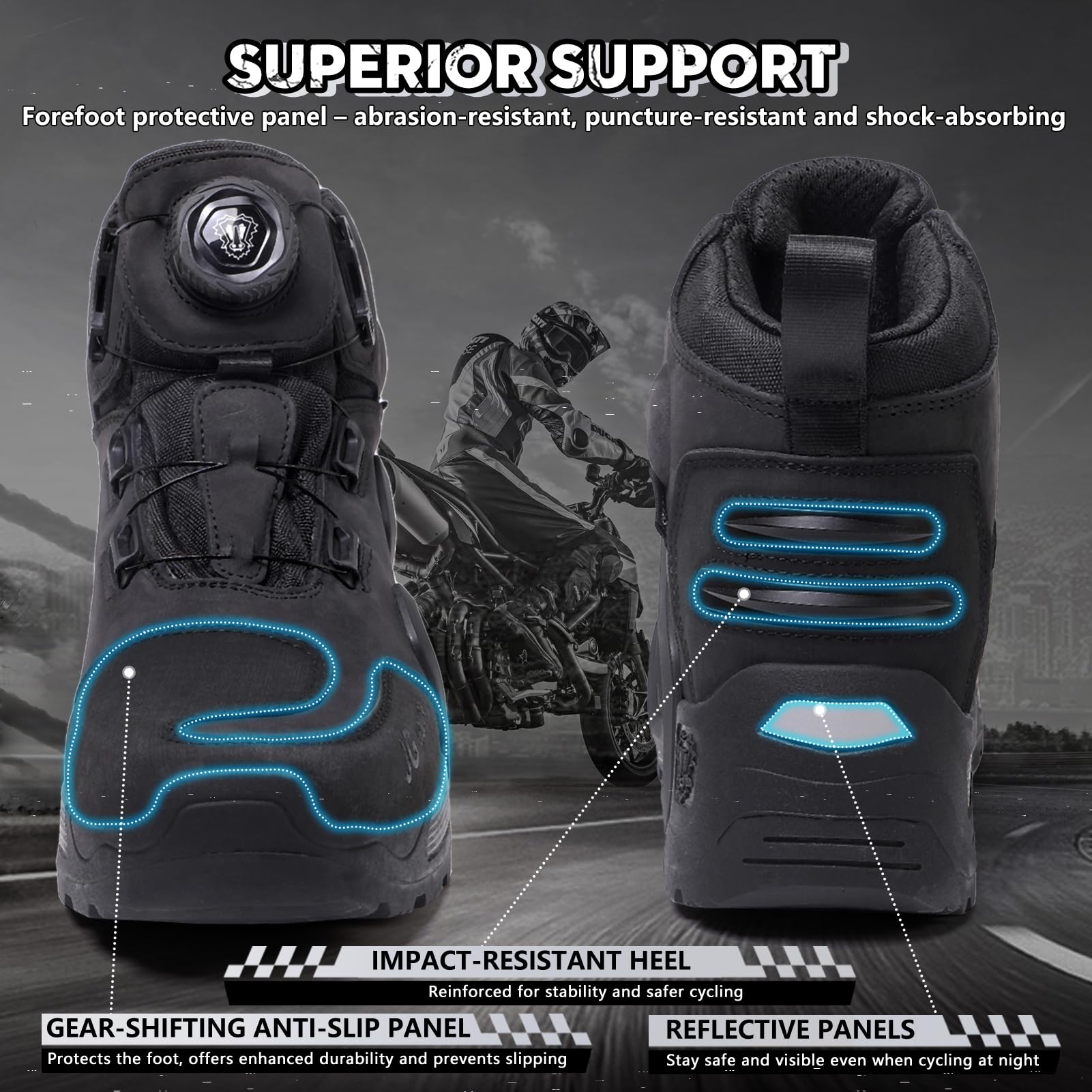 Botas de Moto Hombre Zapatos de Motocicleta Antideslizantes