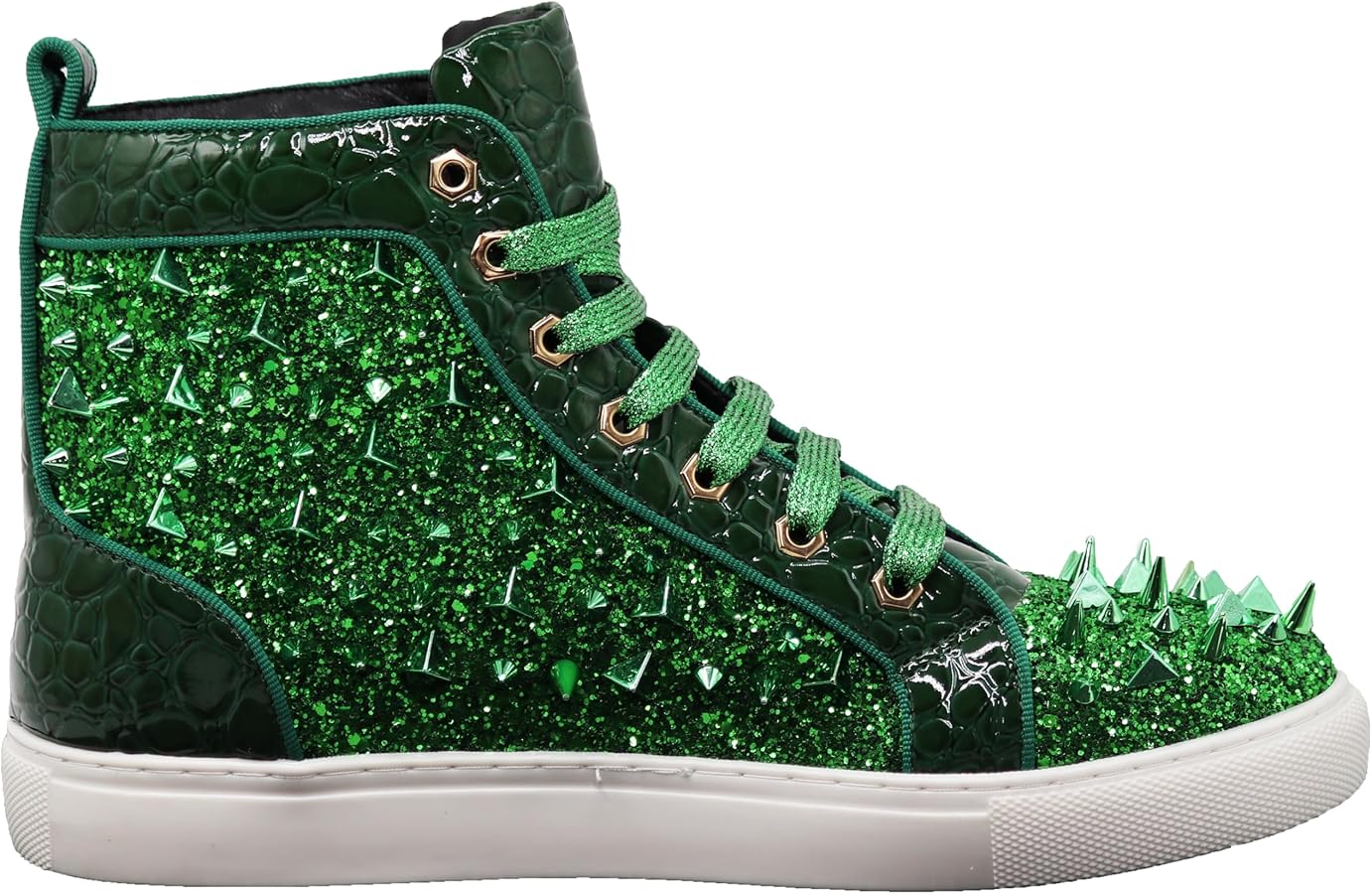 Amazon.com | Men's High Top Crystal Shimmer Rhinestone Blink Flat