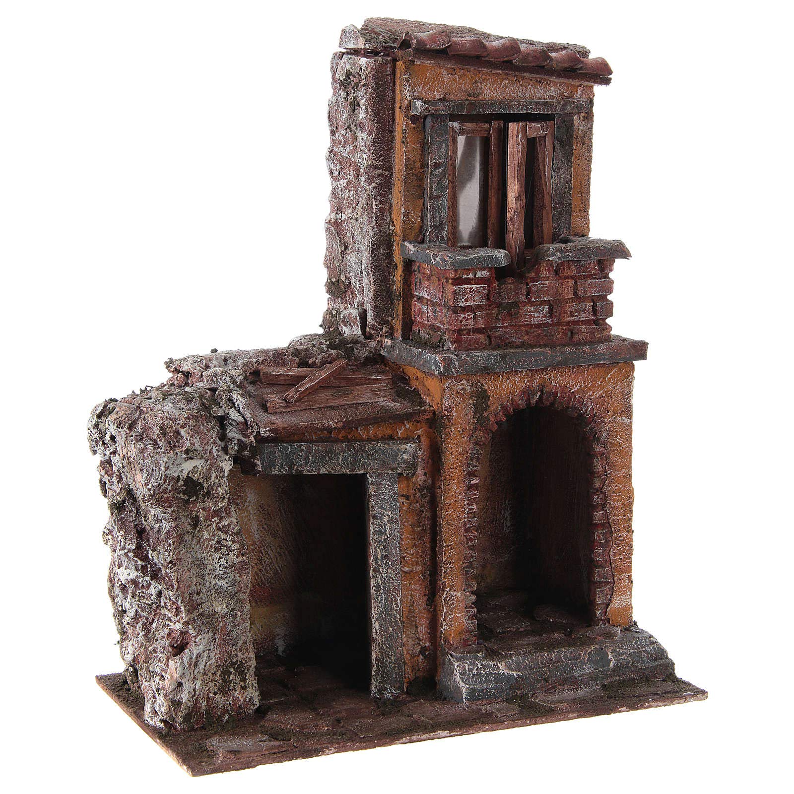 Holyart Casa con capanna rustica presepe 10 cm 30x25x15 cm