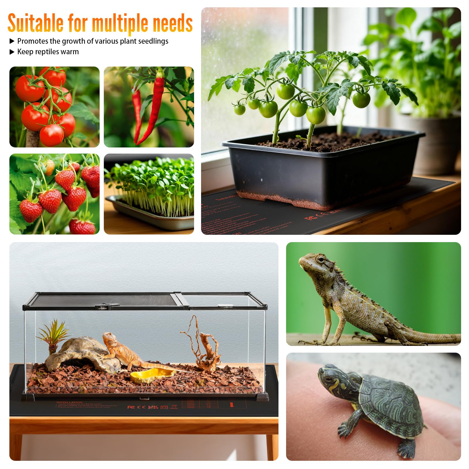 SWAWIS 130W 52.7X121.9cm Estera Calefactora para Plantas con Termostato, Rango de Control de Temperatura: 5-45 ℃, IP67, para Plántulas, Reptiles, Elaboración Casera de Cerveza(Integrado)
