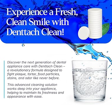 DENTTACH Clean Retainer Cleaner Tablets, Proprietary DEEP CLEANSER Formula Cleans Beneath the Surface, Removes Fog and Stains, Compatible with Invisalign, Retainers, Dentures, Aligners, Mouth Guard