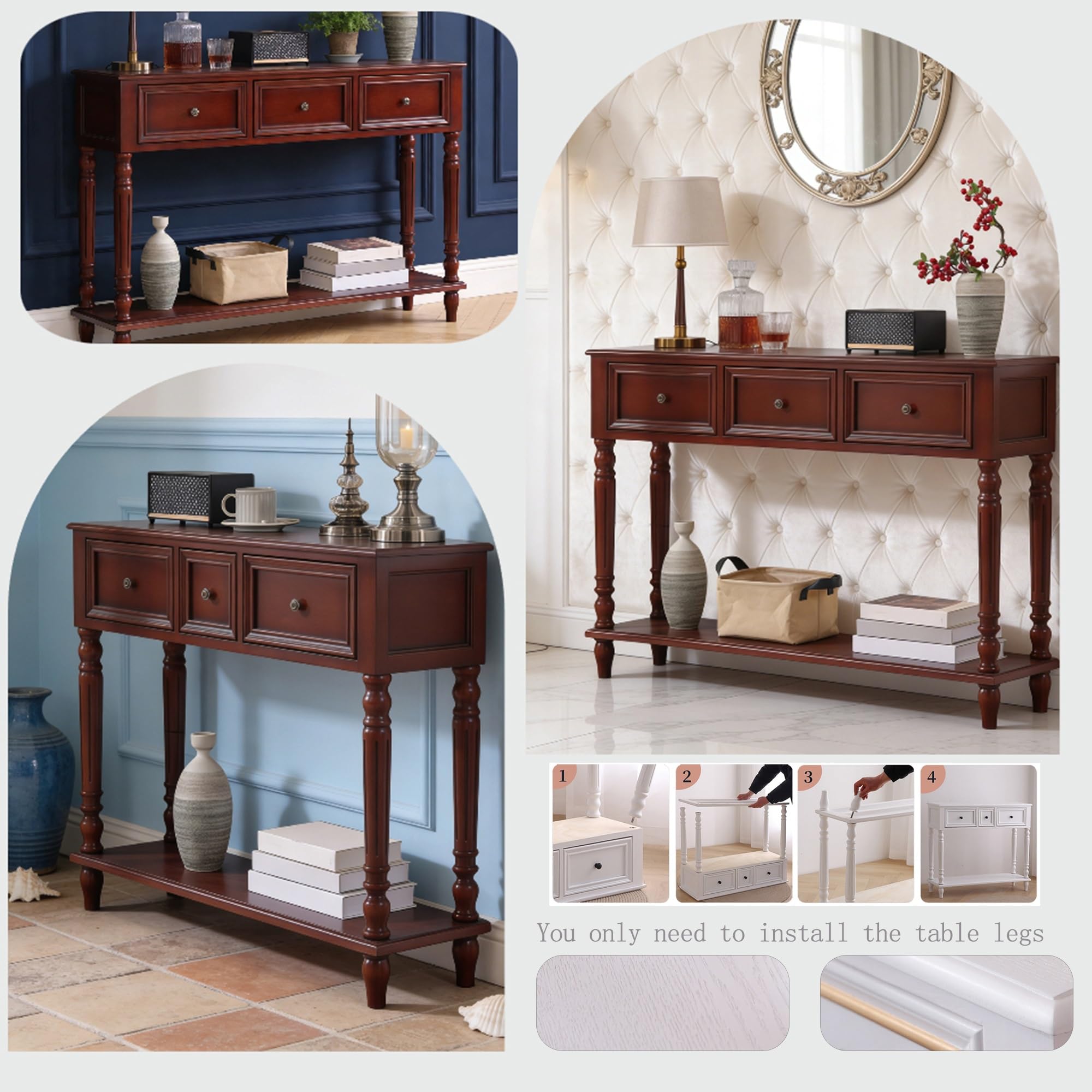 Amazon｜コンソールテーブル 玄関 サイドテーブル アンティーク風家具