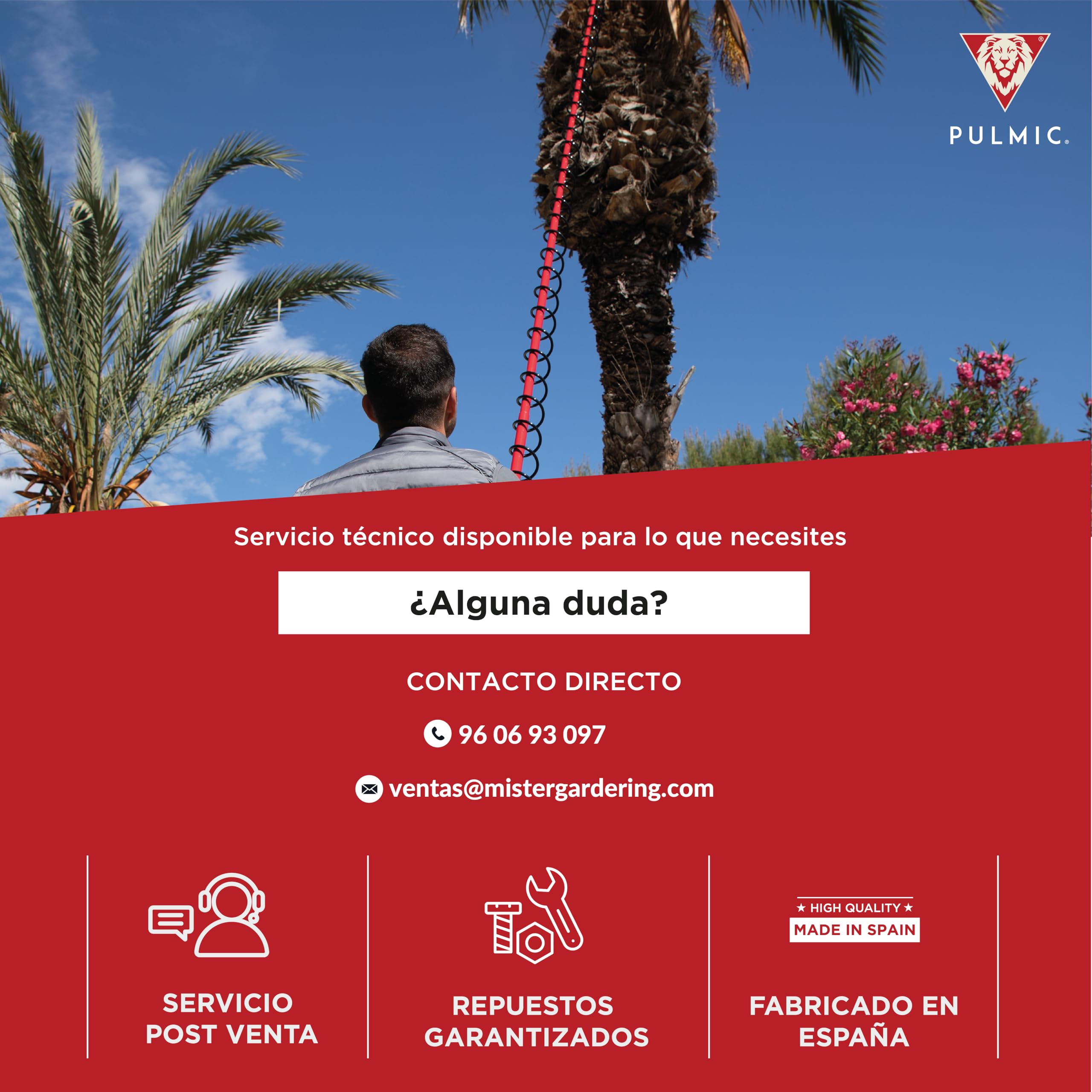 PULMIC Lanza Telescópica Pulverizador 5 Metros. Ergonómica. Extensible. Profesional. Ajustable hasta 5m. Aplicaciones en Altura. Ultra Ligera. Compatible con cualquier sulfatadora para fumigar.