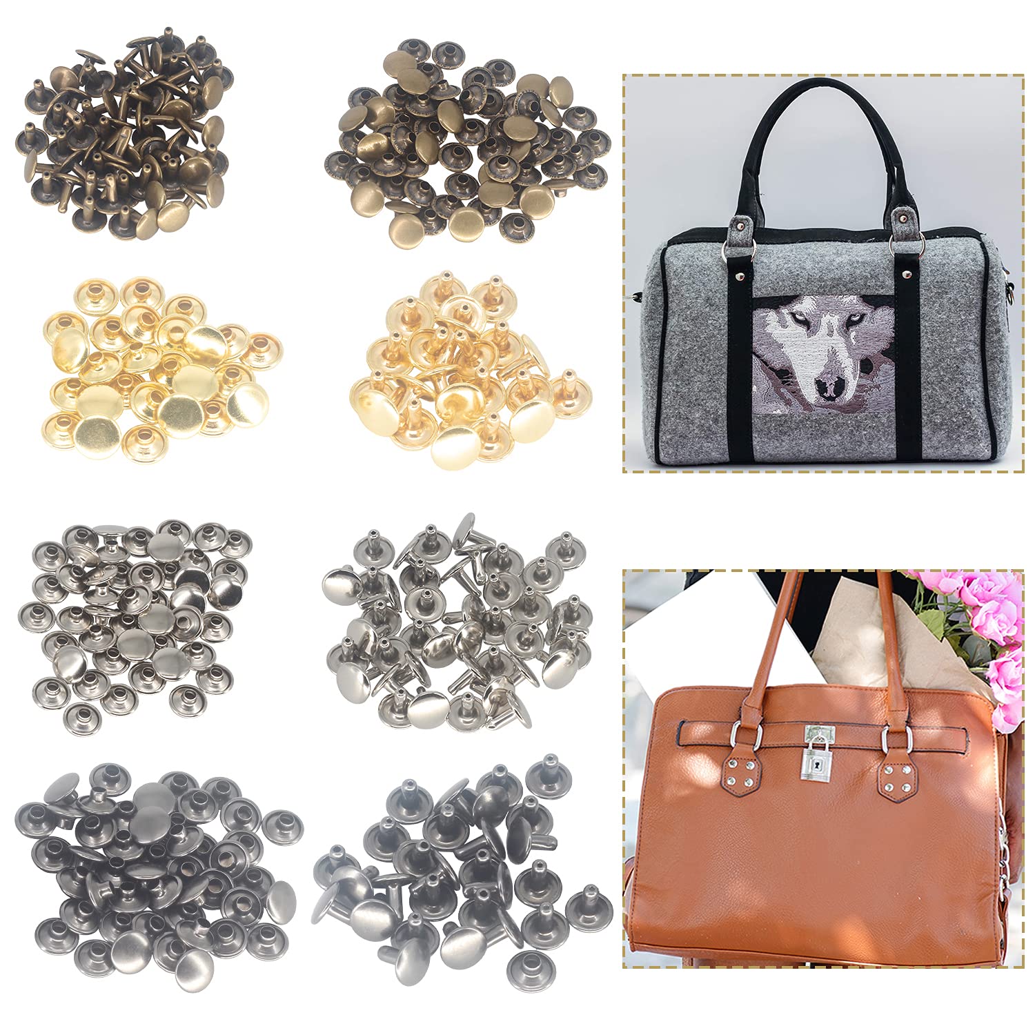 Trimming Shop Lot De 100 Rivets En Laiton Pour Maroquinerie, Sacs