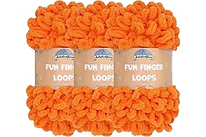 JubileeYarn Fun Finger Loops Yarn - Jumbo Polyester - 100g/Skein - Orange