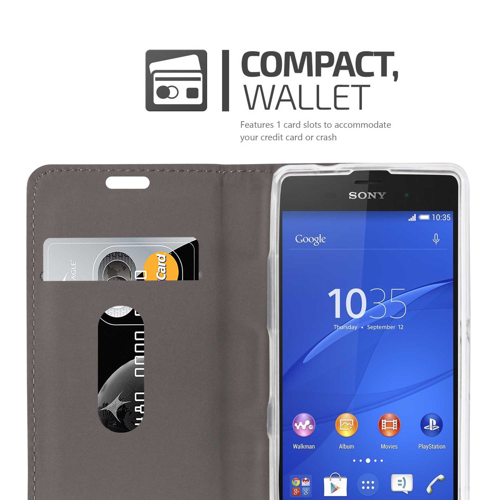 Cadorabo Hülle Für Sony Xperia Z2 – Flip Case Aus Kunstleder, Mit Standfunktion & Kartenfach, Silber