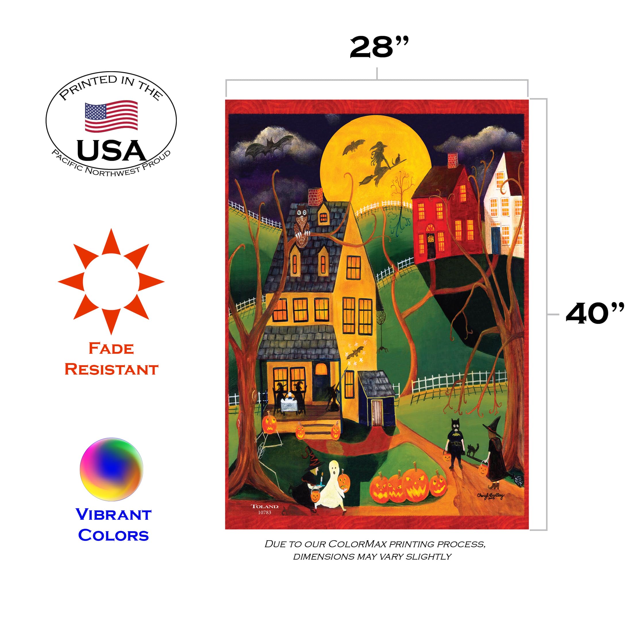 Toland Home Garden Halloween Owl Jack O Lantern Halloween Flag Double Sided 12x18 Inch