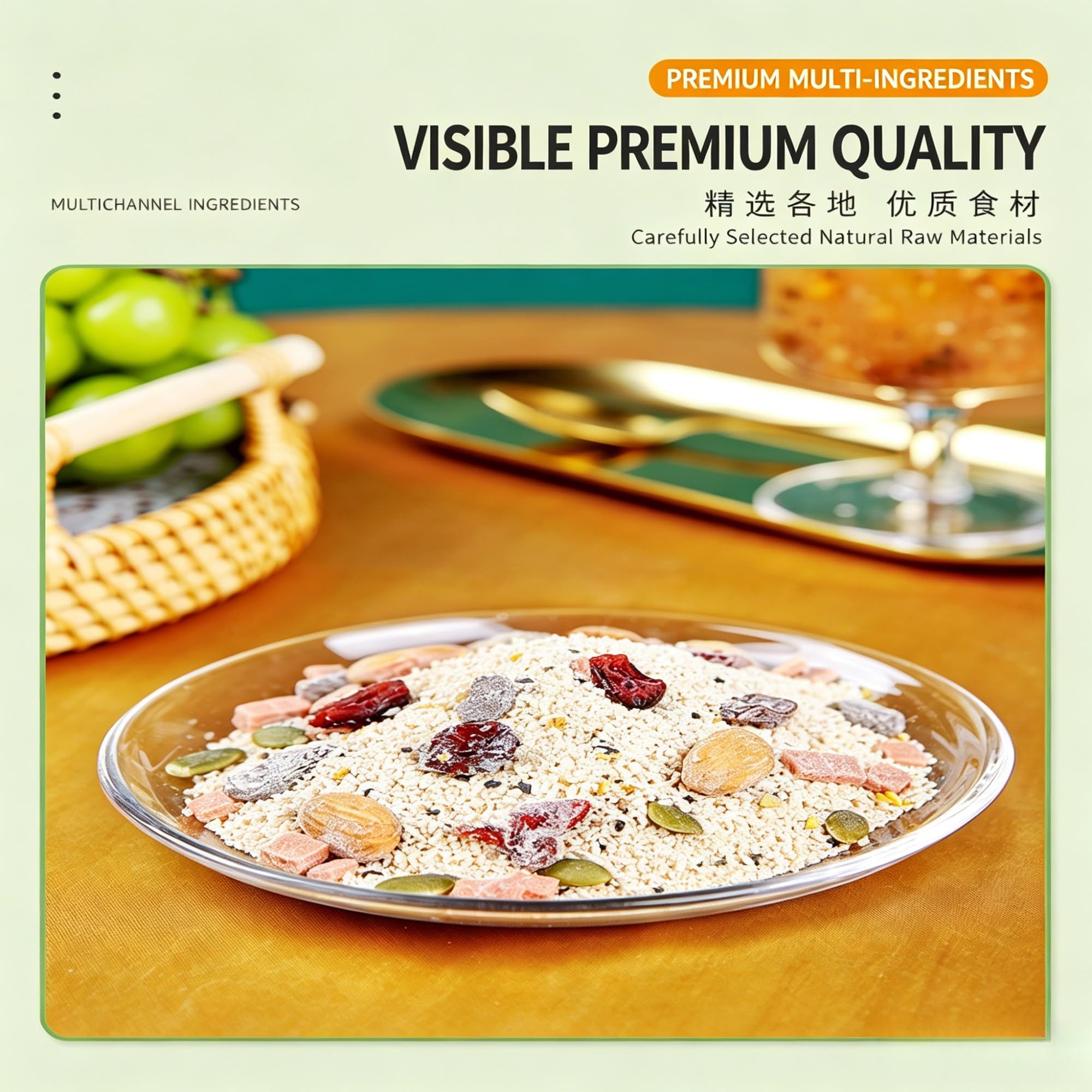 500 g de gachas de loto y chía osmanthus con nueces | Reemplazo instantáneo de comidas for desayuno, frutas y raíces en polvo(2pcs)