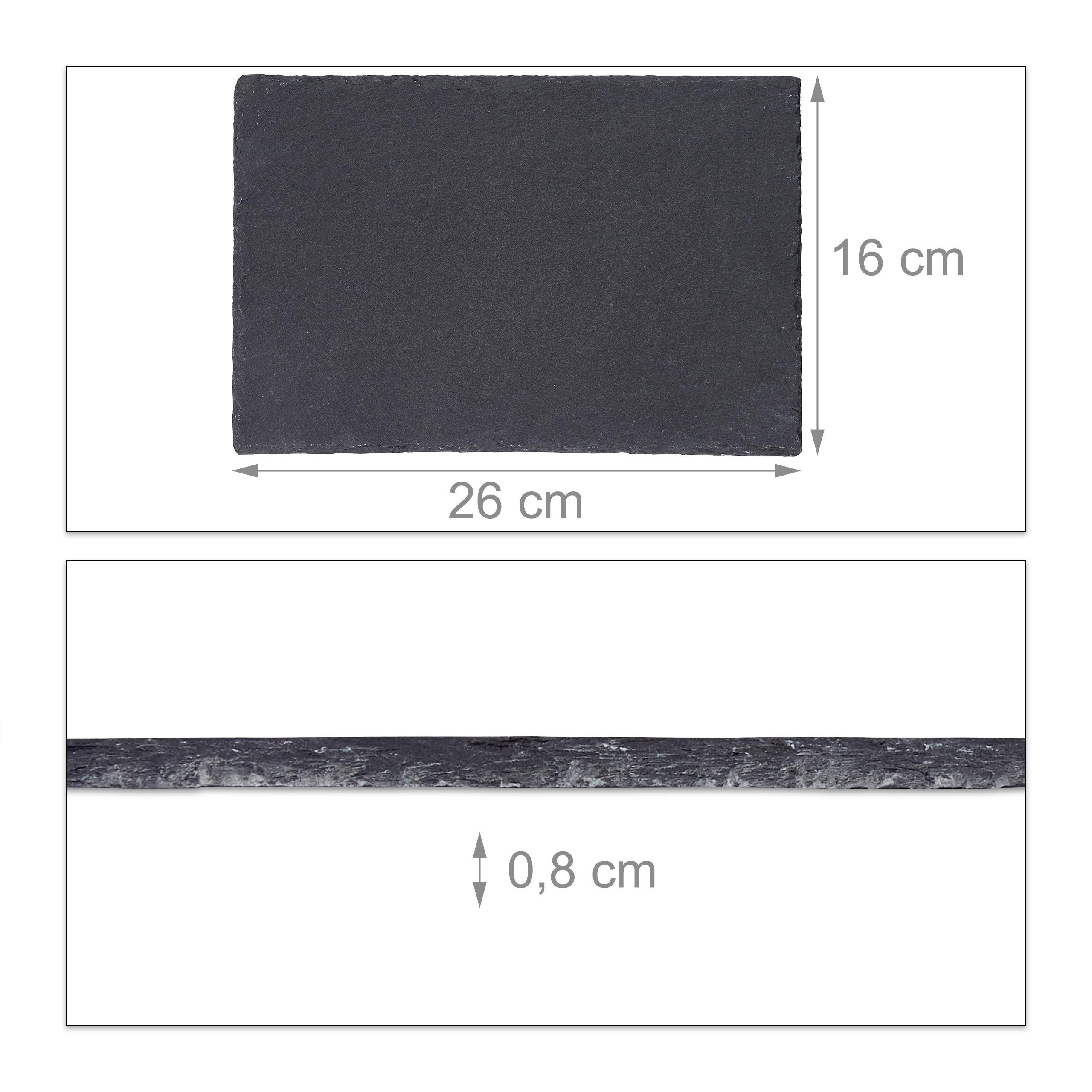 Relaxdays 12x Piatti in Ardesia, Set di Vassoi da 26 x 16 cm per Servire & da Scrivere, Tavolette per Buffet, Antracite