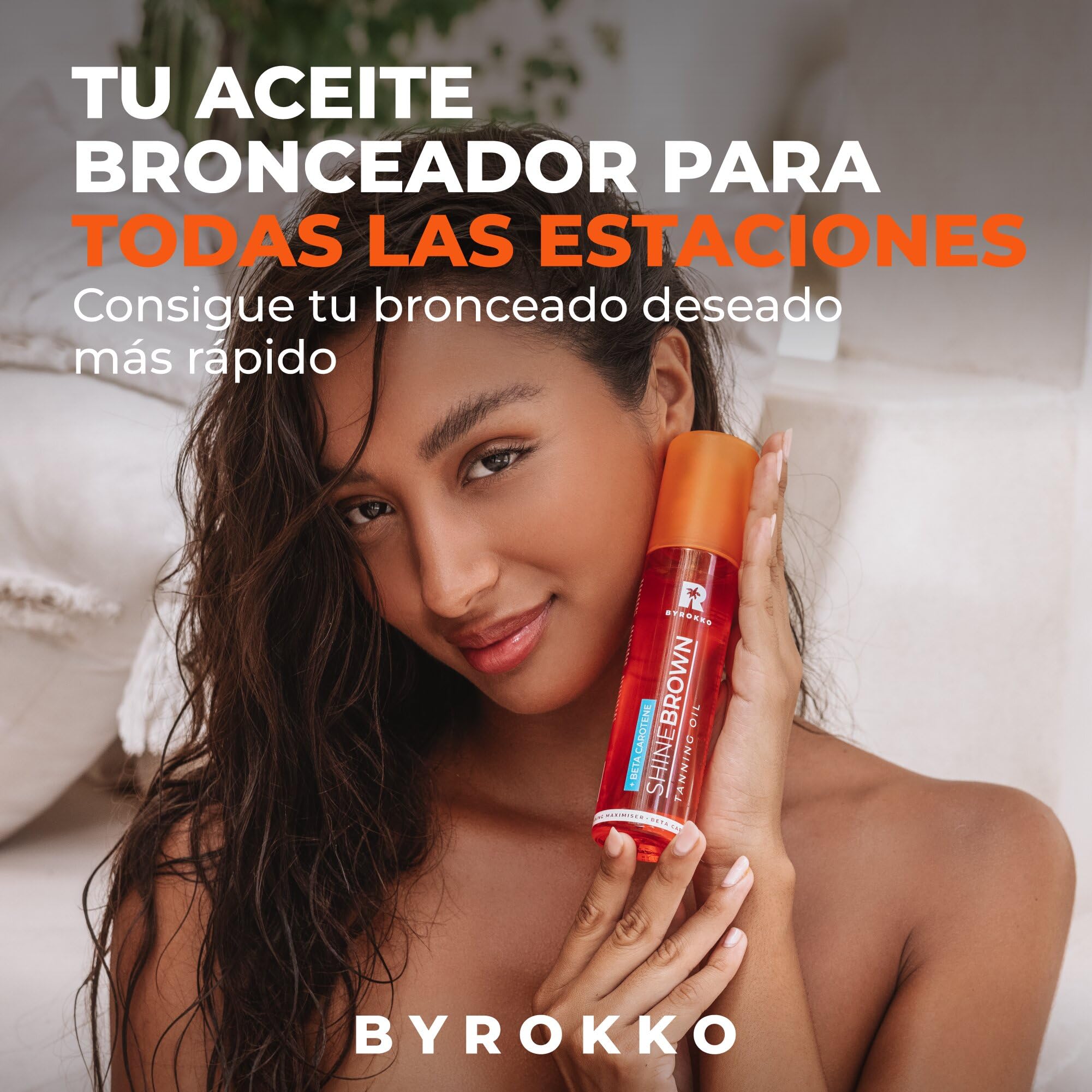 BYROKKO Shine Brown - aceite de bronceado de betacaroteno (150 ml), acelerador para tumbonas y sol al aire libre, para maximizar el bronceado definitivo