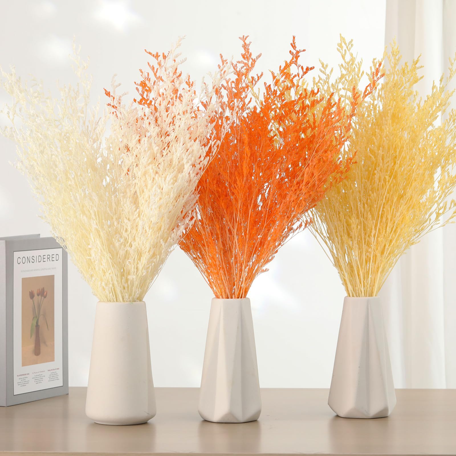 Bouquet de fleurs séchées, bouquet de caspia séché, fleurs de lavande, arrangements floraux d'haleine de bébé pour décoration de mariage, couronne de porte, table de fête à la maison V