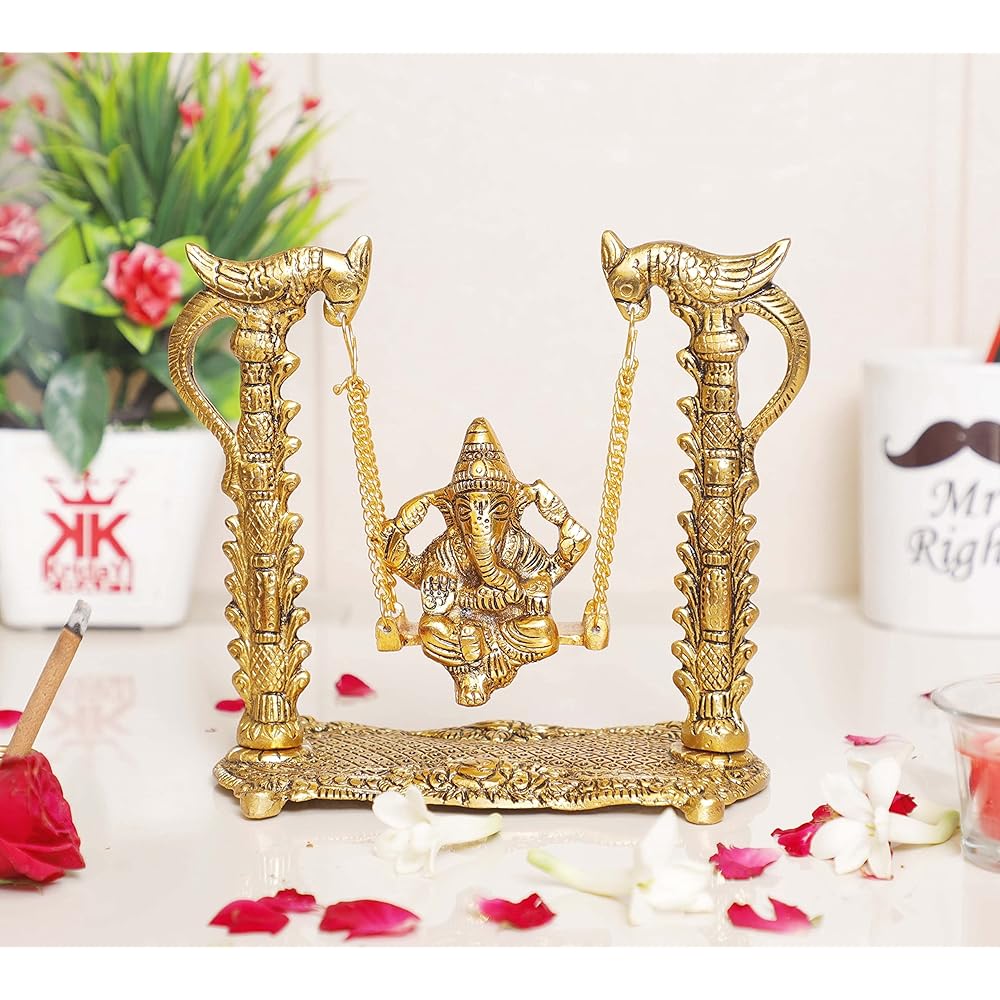 KridayKraft Ganesh ji Idol,Ganpati murti on Swing jhula for Temple