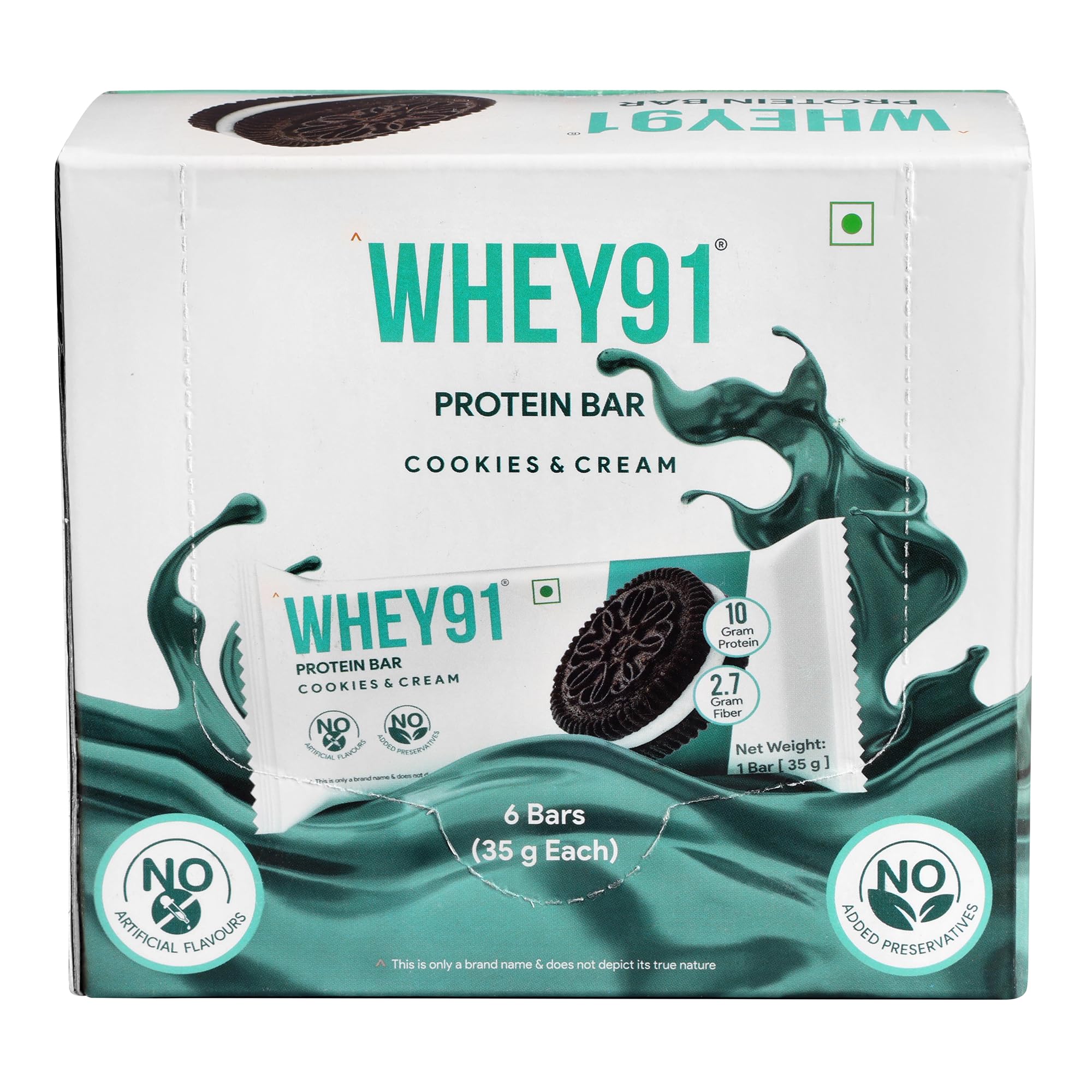 Whey91 Cookies & Cream Protein Bar, 10g Protein & 2.7g Fiber in each, No Preservatives, No Artificial Flavours, 210g- (Pack of 6)-image-30