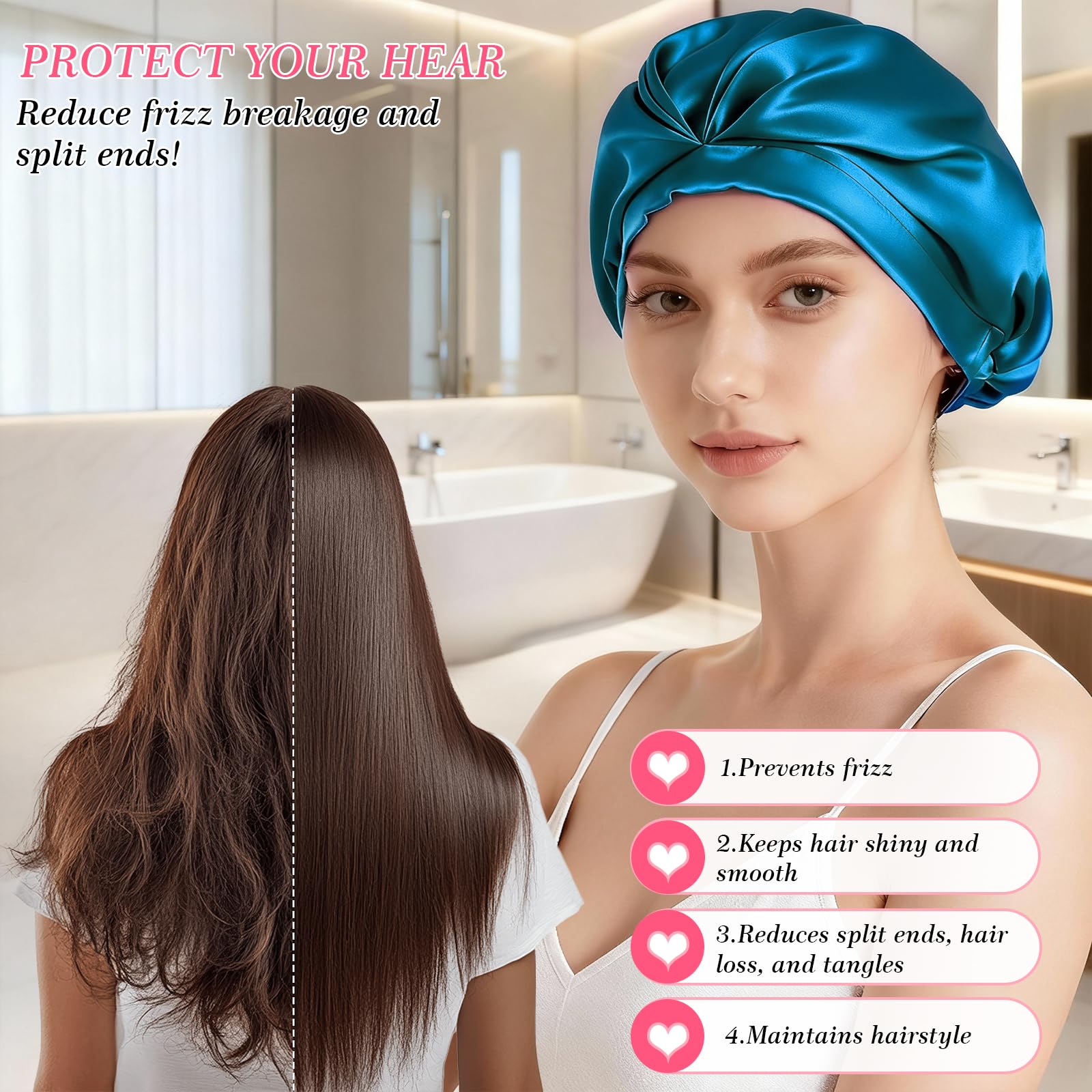 Jedwabny czepek do spania, 100% jedwab morwowy, regulowana, miękka czapka do spania Bonnet jedwabna do kręconych i prostych włosów