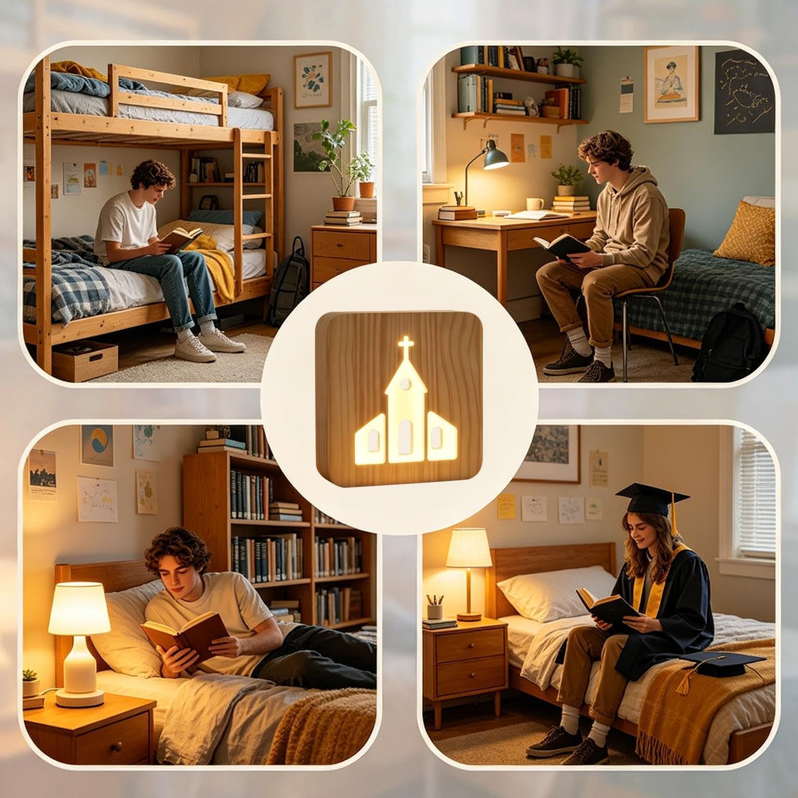 Lampki Nocne Dla Dzieci Drewniana, Urocza Dekoracja LED USB z 3 Poziomami