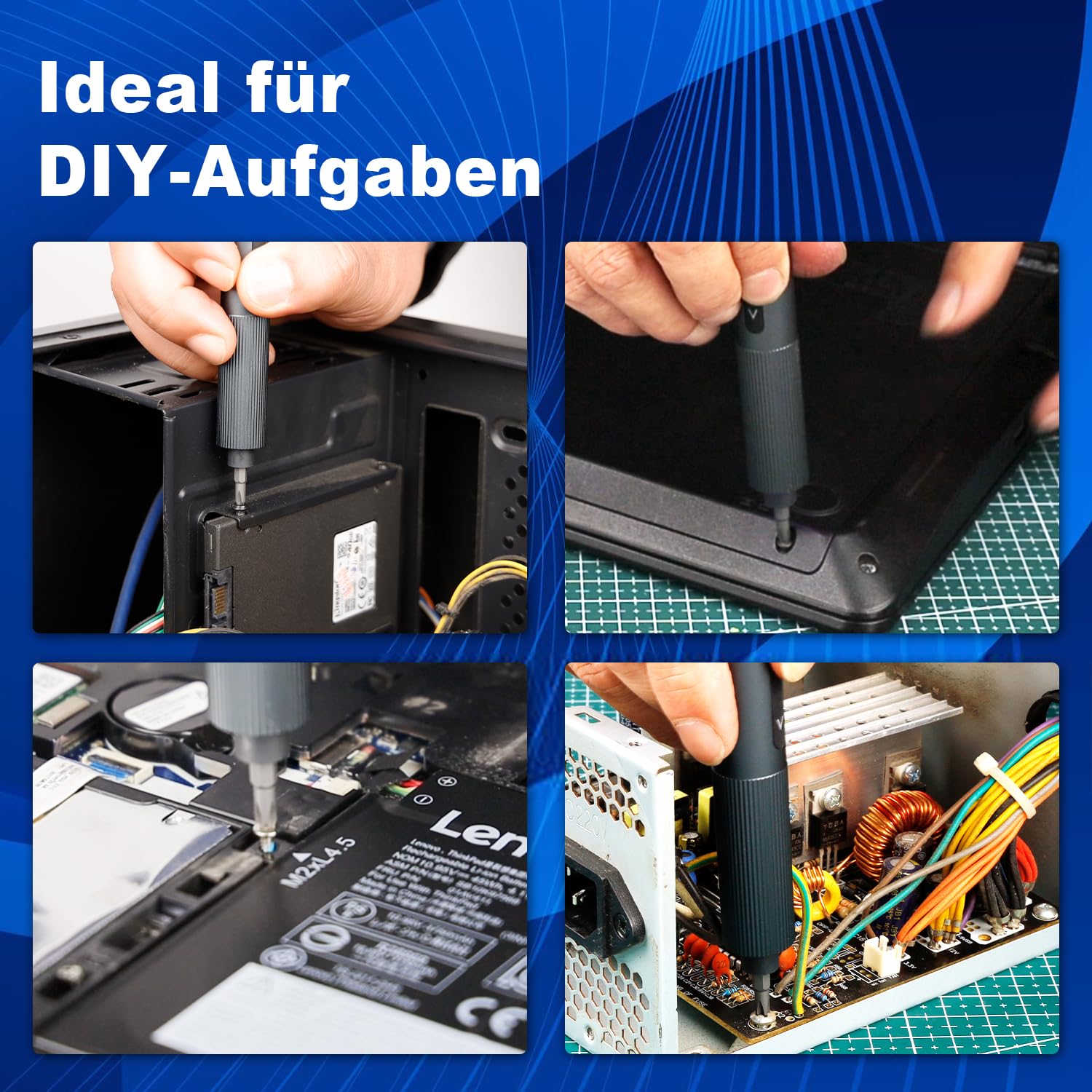 HERZO Mini Elektro Schraubendreher Set, 20 in 1 Präzisions- Elektroschrauber mit Magnetischen Bits, 2 Drehmomentstufen, 5/32 Zoll Sechskant, für Handy, Laptop, Brillen, Uhrenreparatur