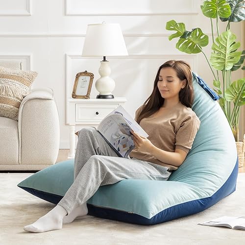 Miniatura 2 de Nobildonna Funda para puf de 4 pies (sin relleno) para adultos, funda de terciopelo extra grande de alta calidad de 400 litros, puf lavable sin