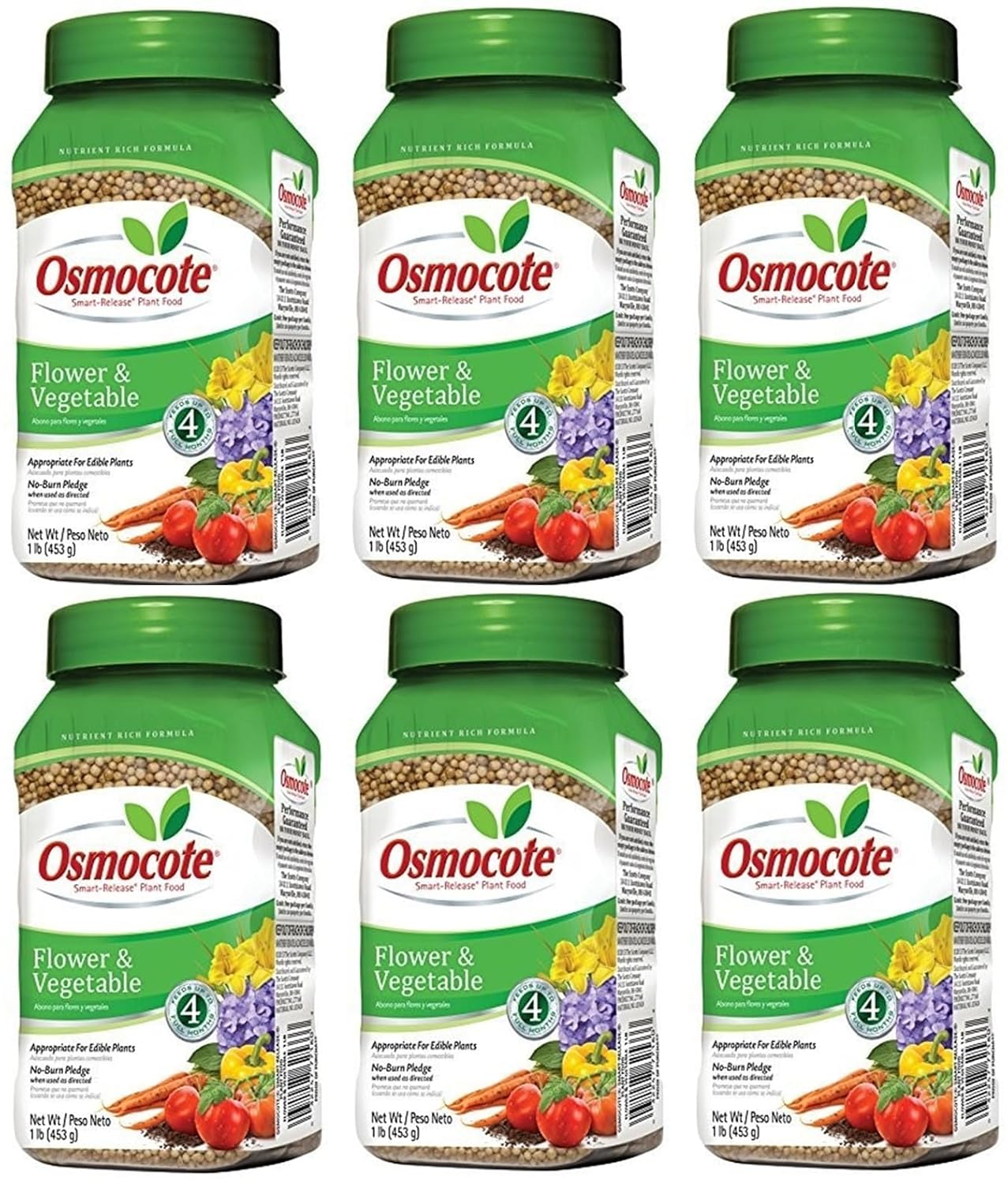 Osmocote Smart-Release Plant Food Flower & Vegetable, 14-14-14, 1 Lbs. - Pack of (6)