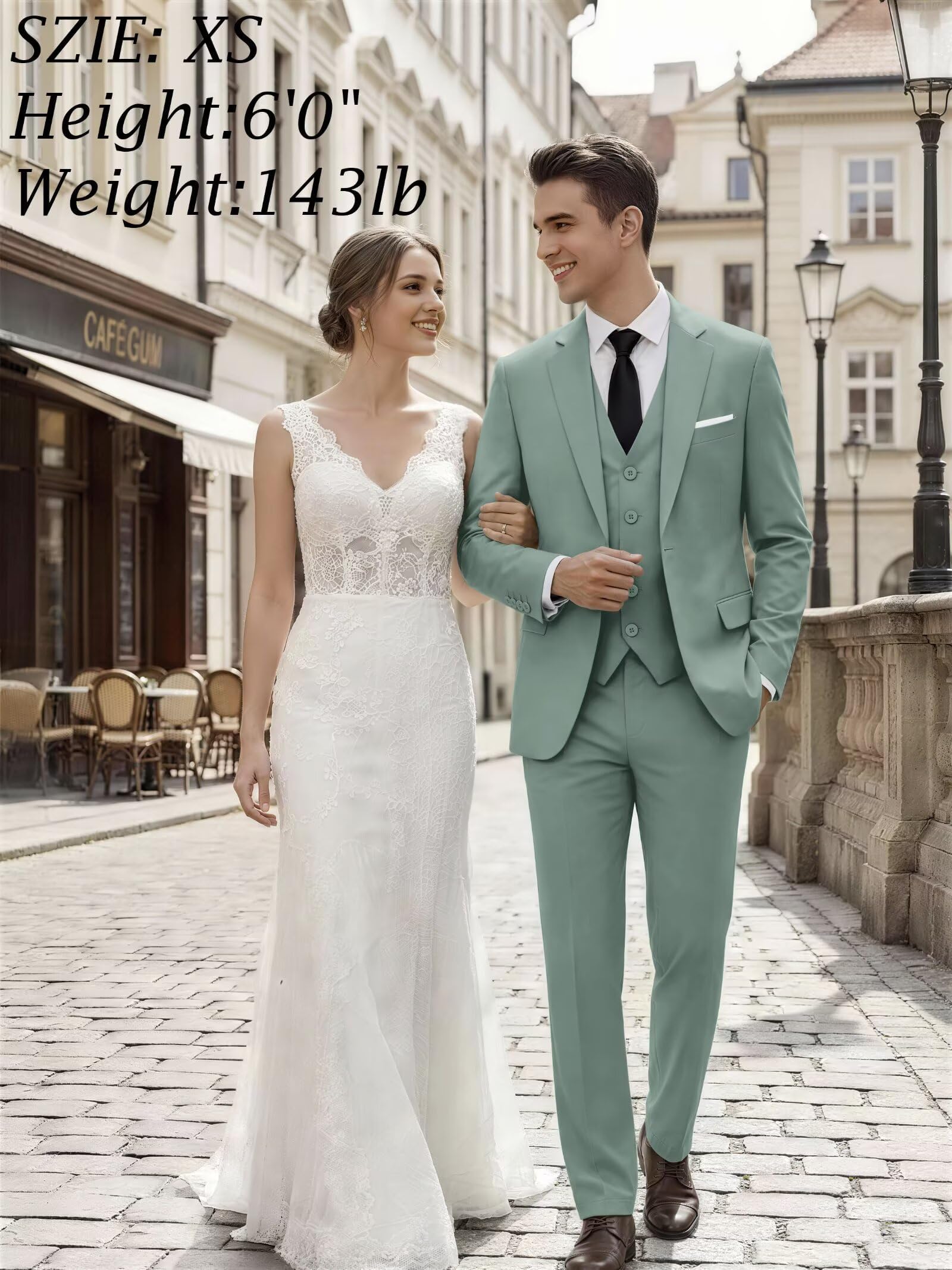 HUUTOE Trajes de 3 piezas para hombre, ajuste delgado, trajes de graduación para hombre, vestido de boda, traje de verano, chaqueta, chaleco, pantalones, esmoquin