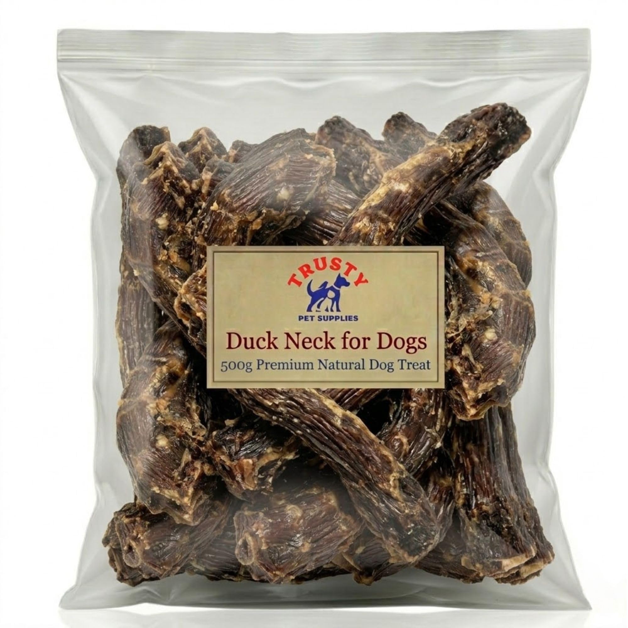 Duck Necks for Dogs 500g | Natural Dog Treats | Low Fat, High Protein Duck Dog Treats | Hypoallergenic & Grain Free | Joint Aid Collagen Chews | Trusty Pet Supplies