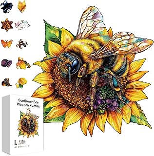 Comprar GLOBLELAND 200 puzzles de madera con girasol y abeja para aprender para niños pequeños, 11,22 x 15,16 (1) cm, multicolor insectos abejas, rompecabezas de madera para vacaciones, cumpleaños y regalo de