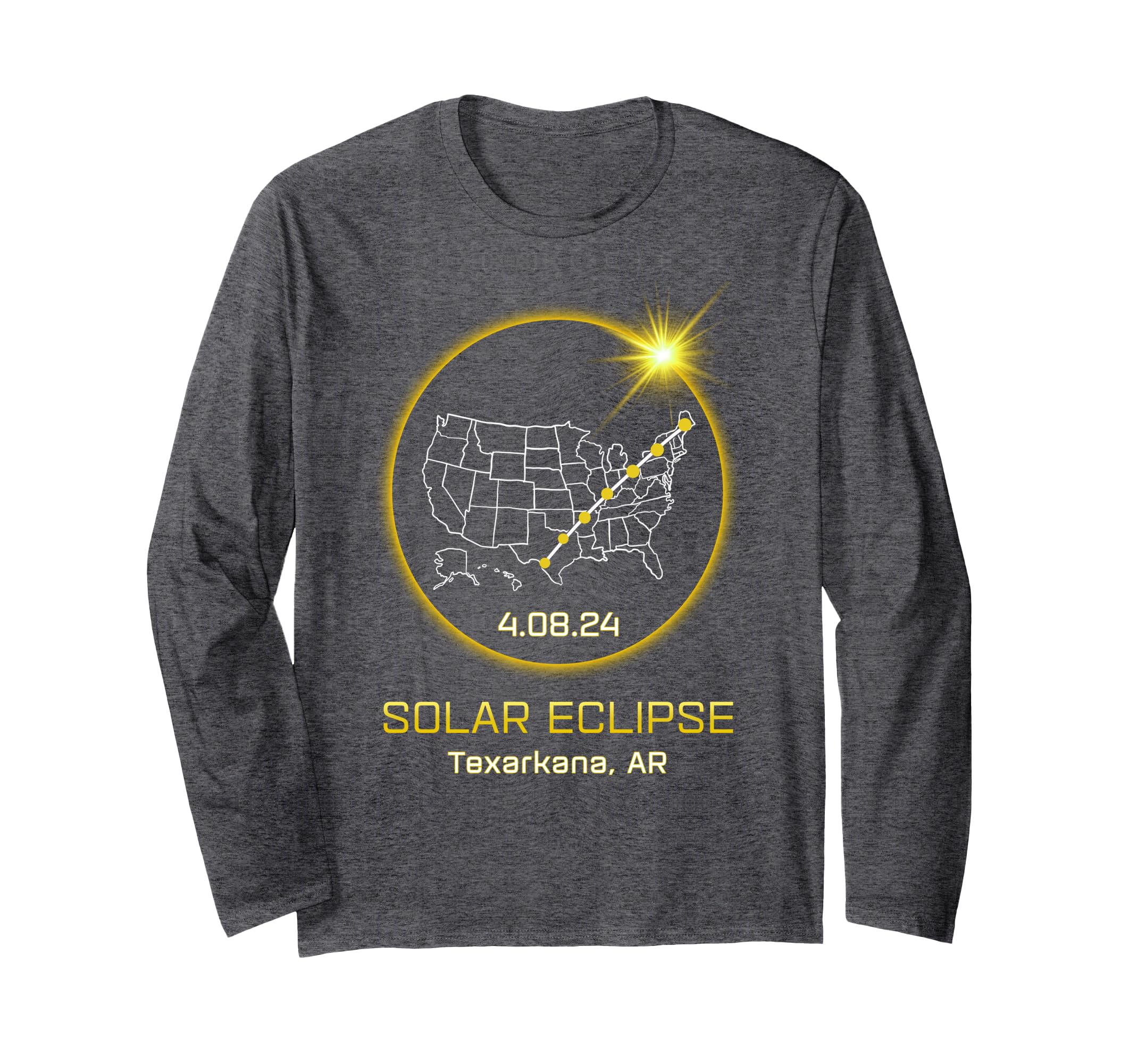 Solar Eclipse 2024 Texarkana AR Arkansas Totality Eclipse Long Sleeve T-Shirt