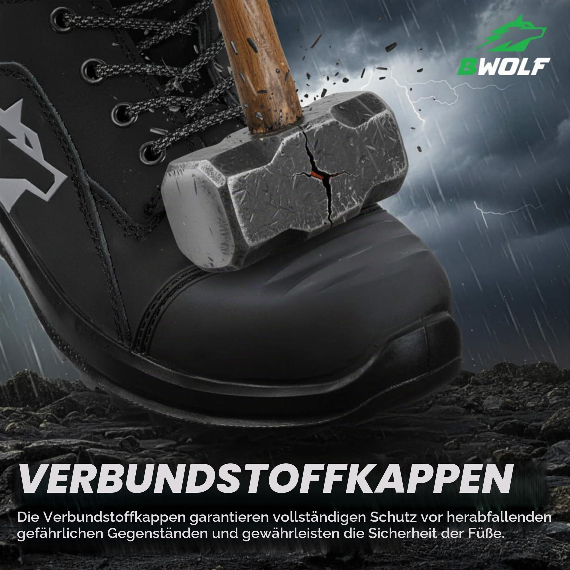 BWOLF Fantom Hi S7L Sicherheitsschuhe Herren Winter – wasserdichte Safety Boots mit Kevlar Zwischensohle, Verbund Zehenschutzkappe