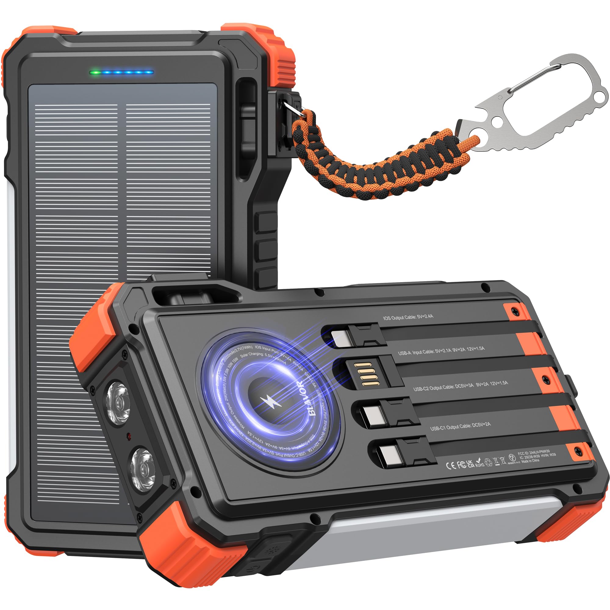 BLAVOR Banco de energía Solar 20000mAh Cargador Solar portátil Panel Solar para Exteriores PD 18W Carga rápida con Paneles solares Plegables Banco de energía para teléfonos móvile USB