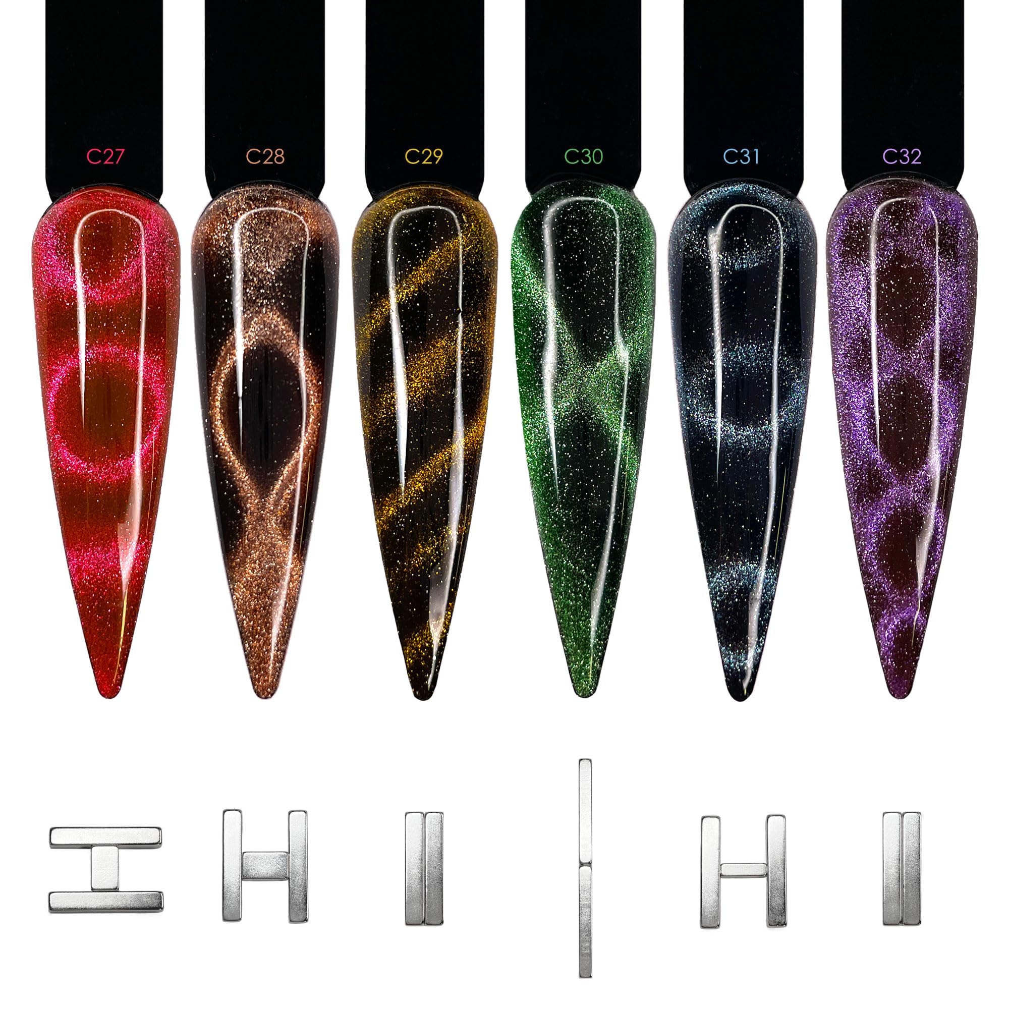 Daily Charme Magical Cat Eye Magnetic Gel Polish Nail Magnet Tool Set 4pc, Magnet for Magnetic Nail Art, Circle, Oval, Eye, Crisscross, Netting, Line Home, DIY/Salon Manicure