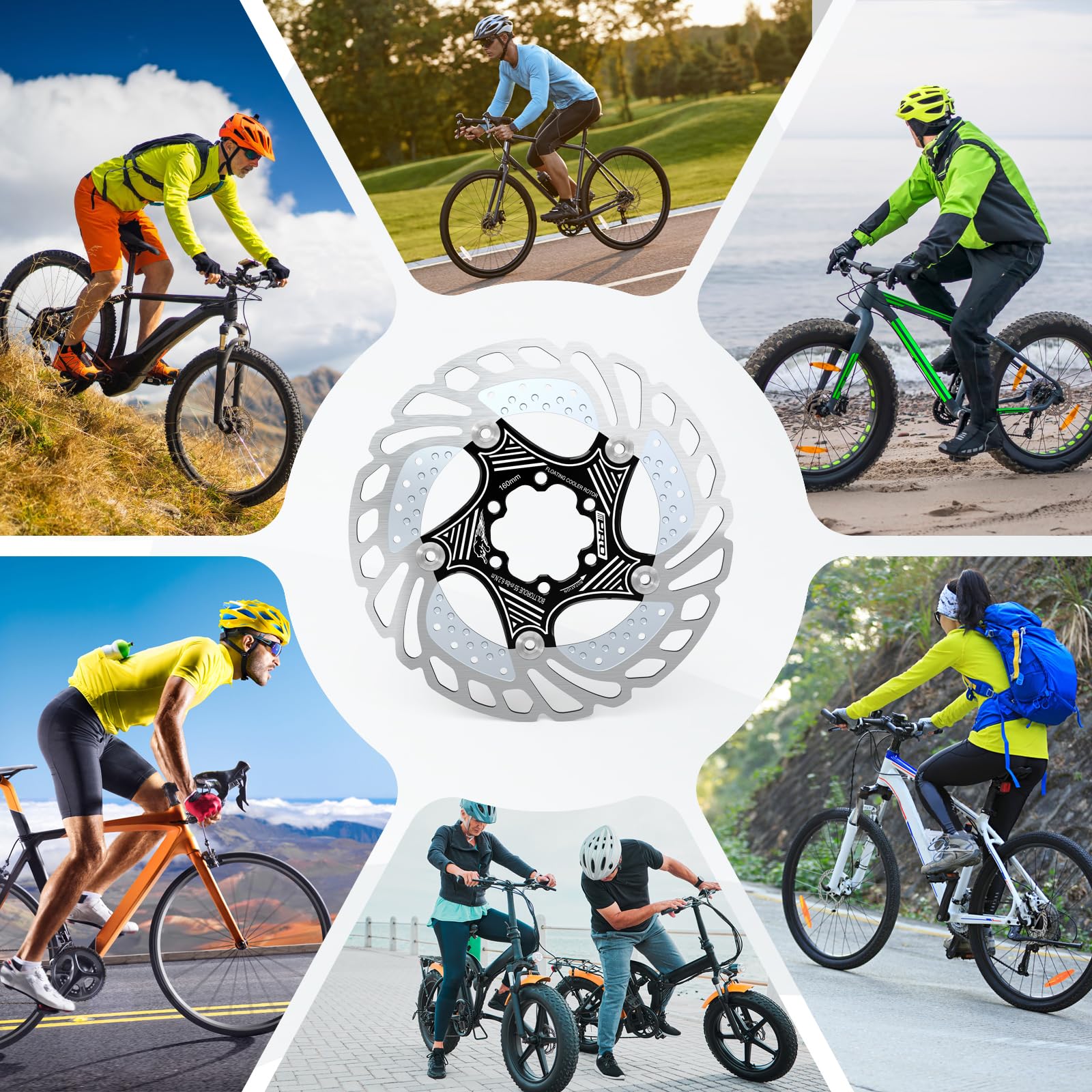 RACEDUE IIIPRO AR68 Rotor de frein à disque flottant pour vélo de montagne/VTT en alliage d'aluminium et acier inoxydable pour vélo de route/vélo électrique/BMX 140 mm, 160 mm, 180 mm, 203 mm (noir)