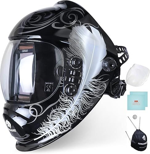 Tekware Casco de soldadura, con energía solar, oscurecimiento automático, máscara de soldador de gran visión, casco de soldadura con sensor de 4