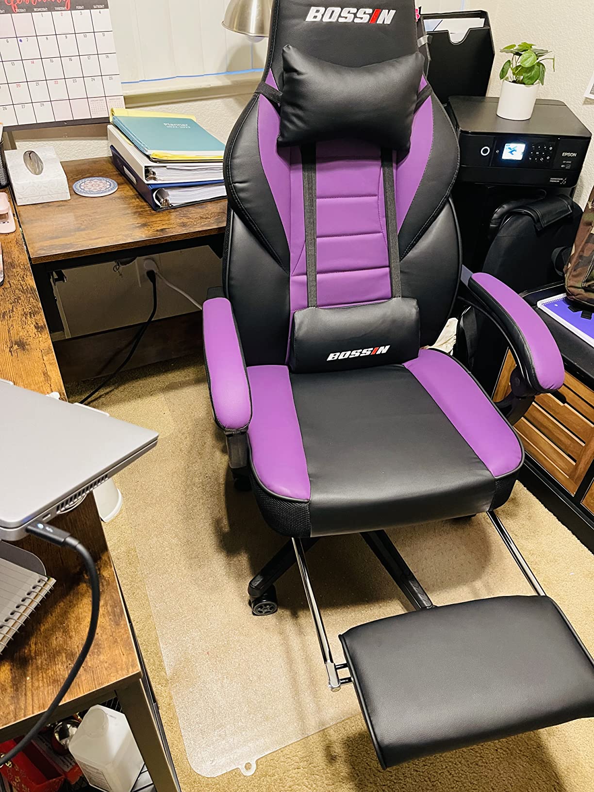 LEMBERI Big And Tall Gaming Chair With Footrest - 400lb Capacity, Ergonomic Racing Style, Massage Lumbar