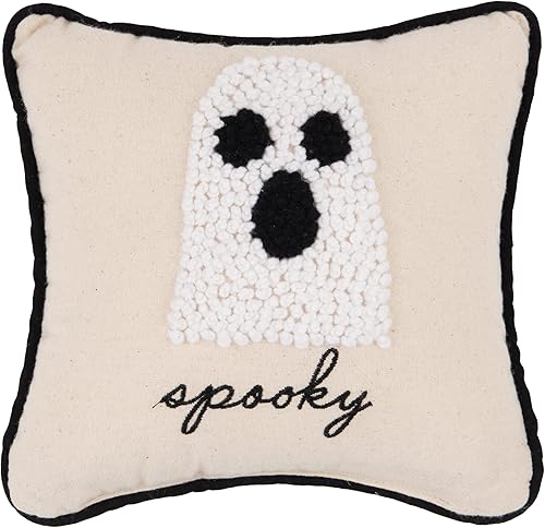 C&F Home Spooky - Almohada pequeña con diseño cursivo de Halloween, fantasma, nudo francés, para otoño, cosecha, hogar, sofá, hogar, bonita y